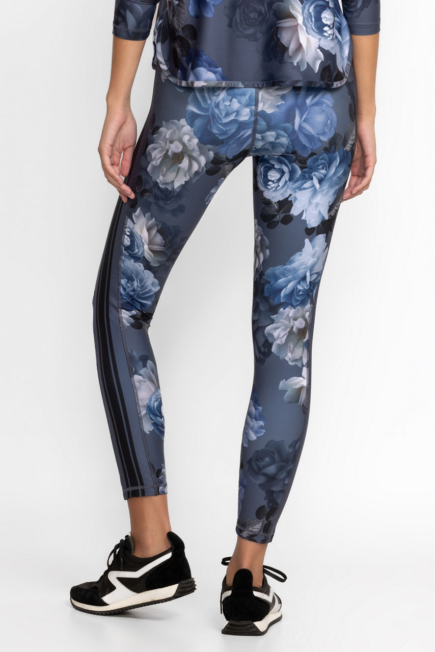 Pink Flowers Yoga Leggings Women, Peony Floral High Waisted Pants