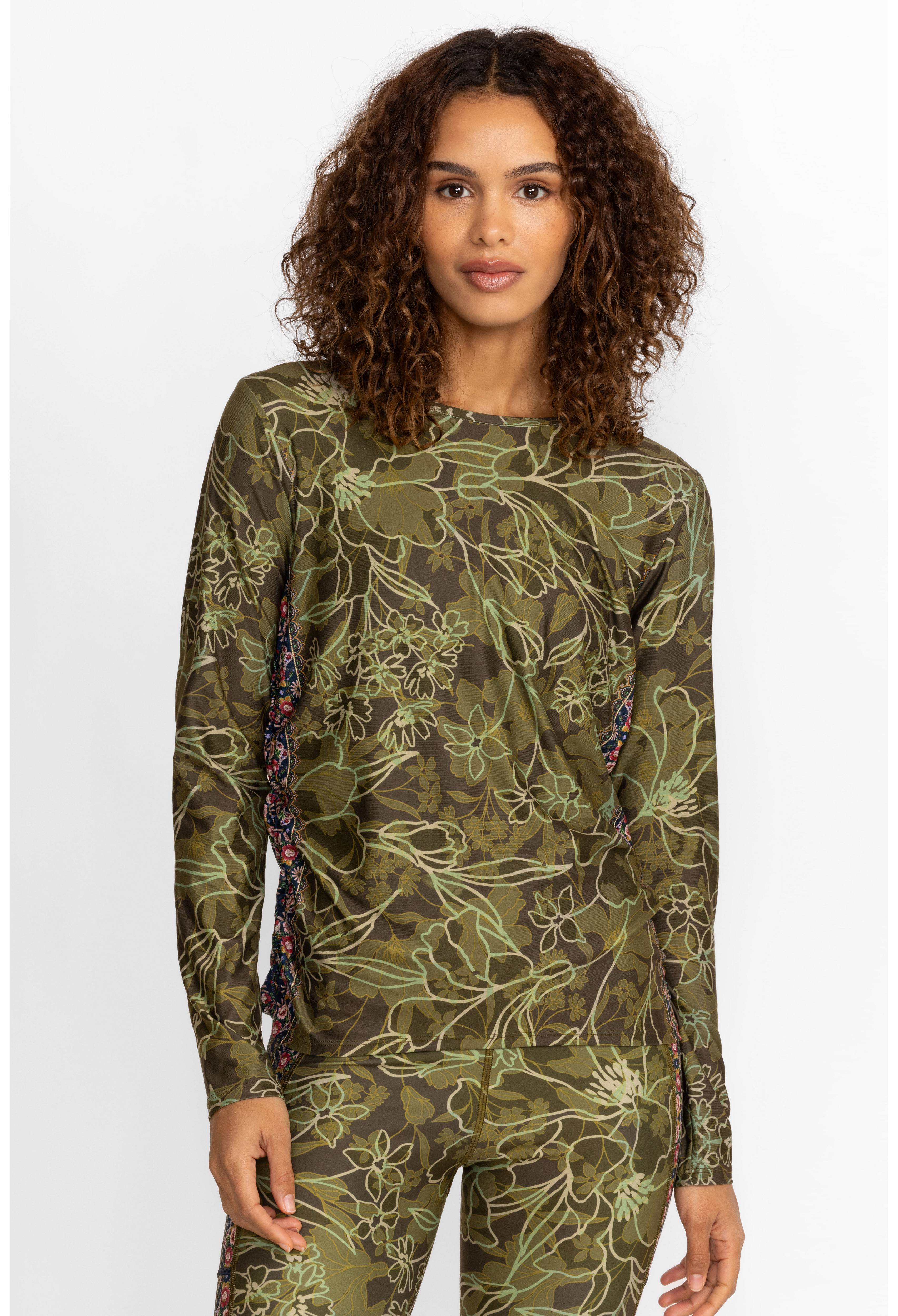HIRZ CAMO RUCHED LONG SLEEVE TOP, , large image number 2