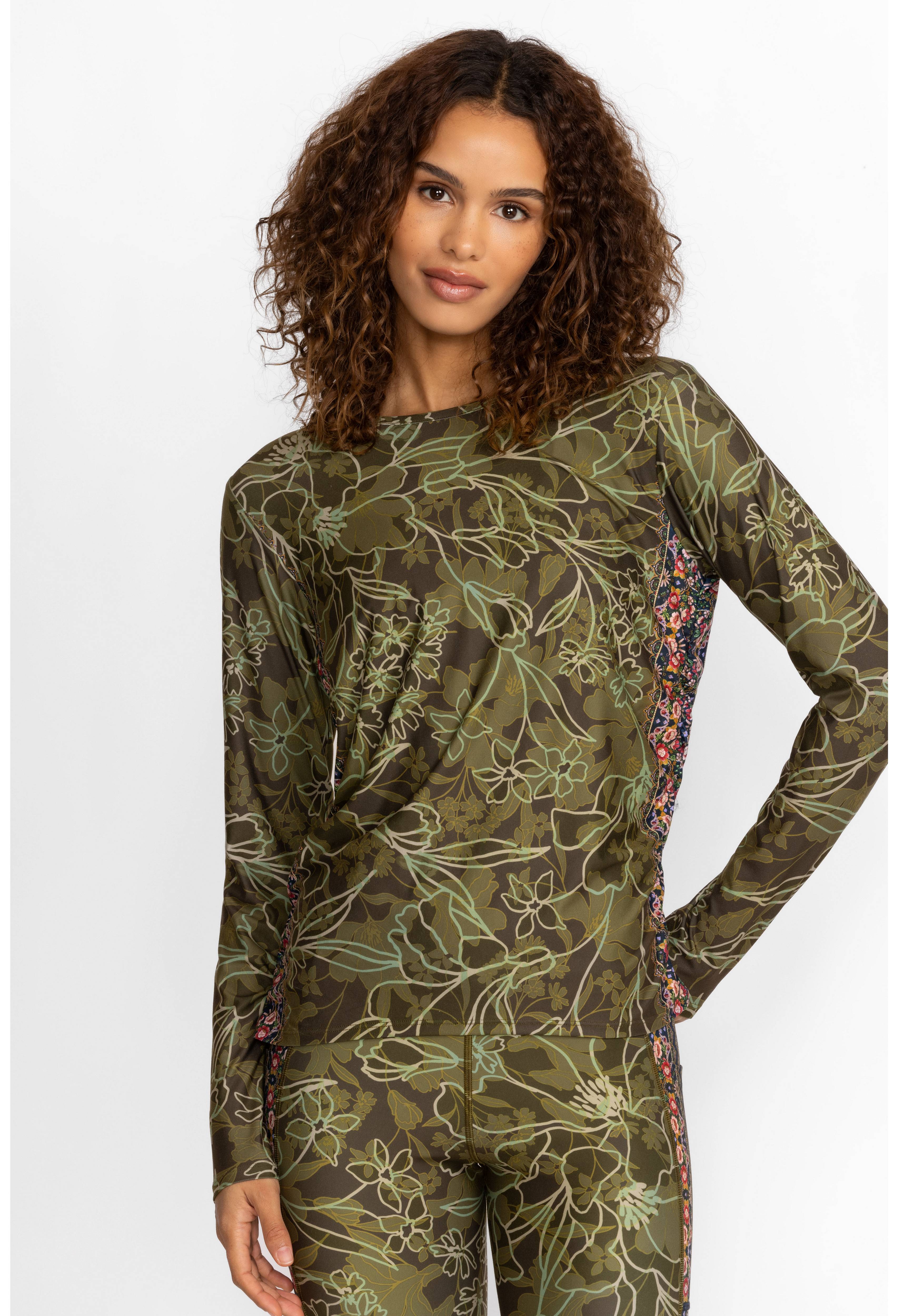 HIRZ CAMO RUCHED LONG SLEEVE TOP, , large image number 3