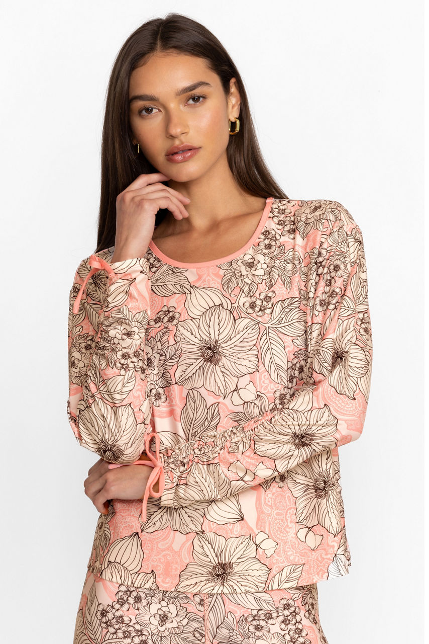 MODEY LONG SLEEVE RUCHED SWING TOP