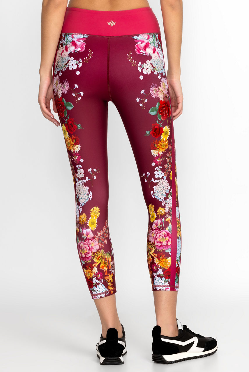 Womens Valentine Compression Leggings Seamless Rose Flower Graphic