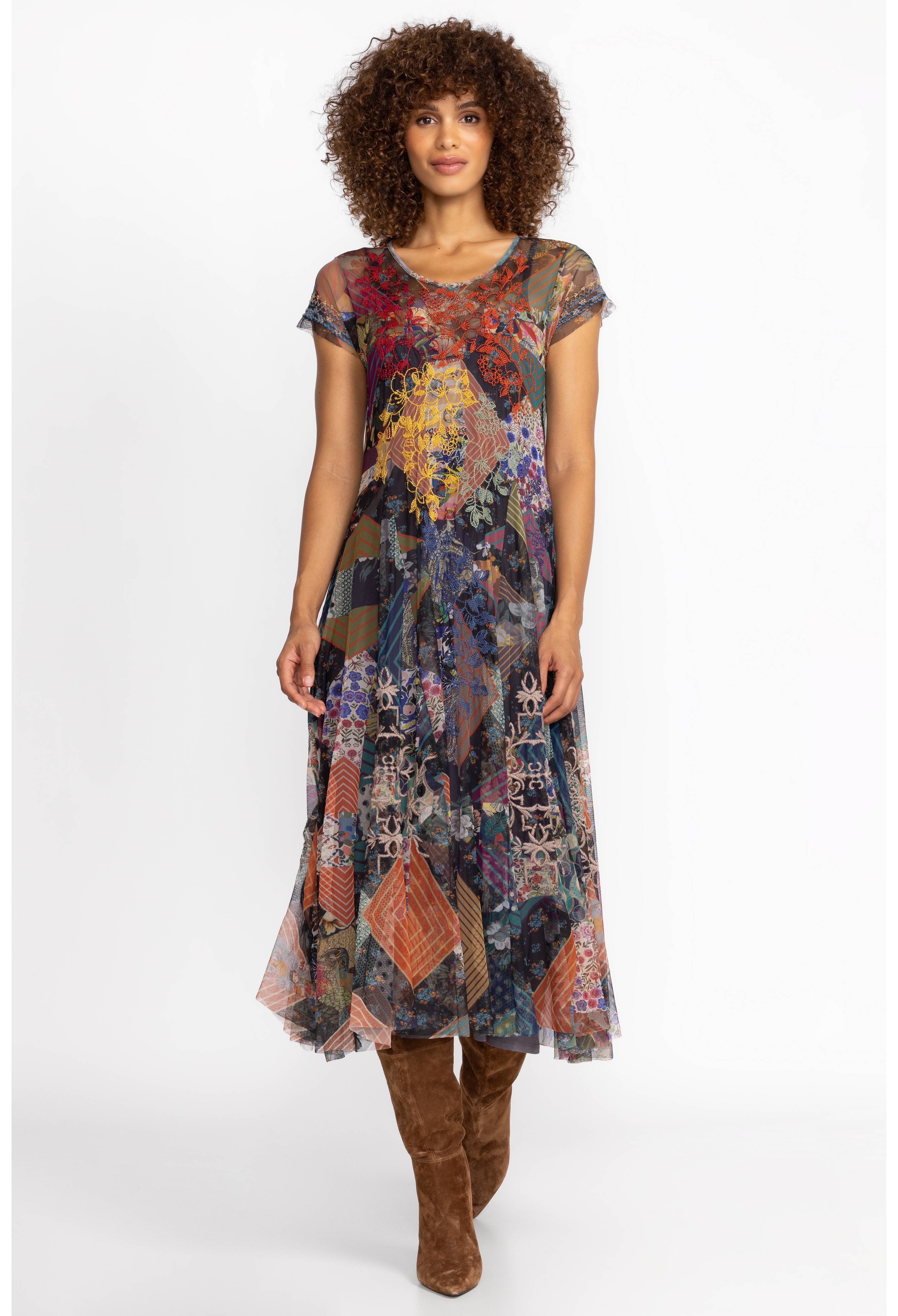 Mazzy Godet Short Slv Dress, , large image number 1