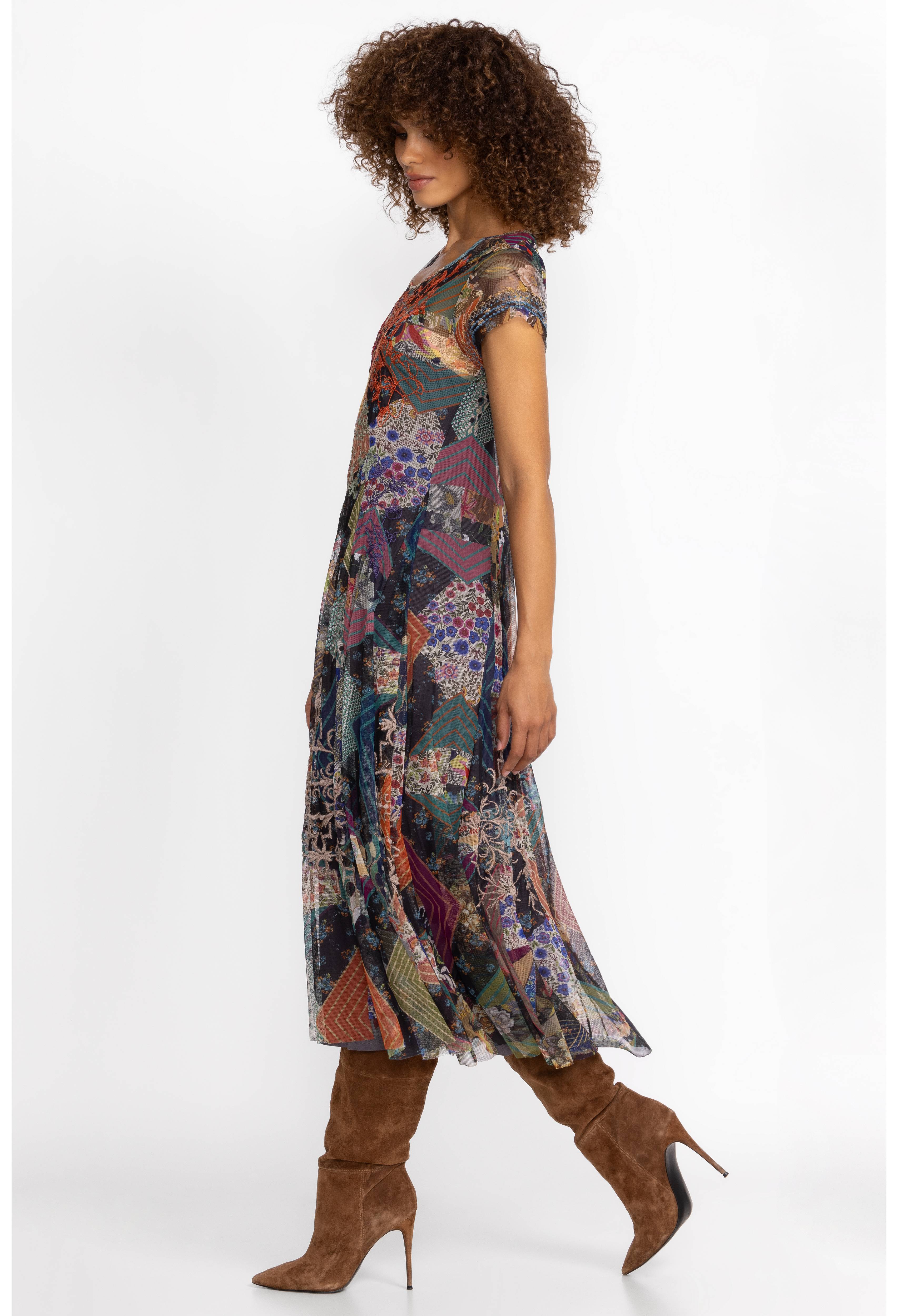 Mazzy Godet Short Slv Dress, , large image number 2