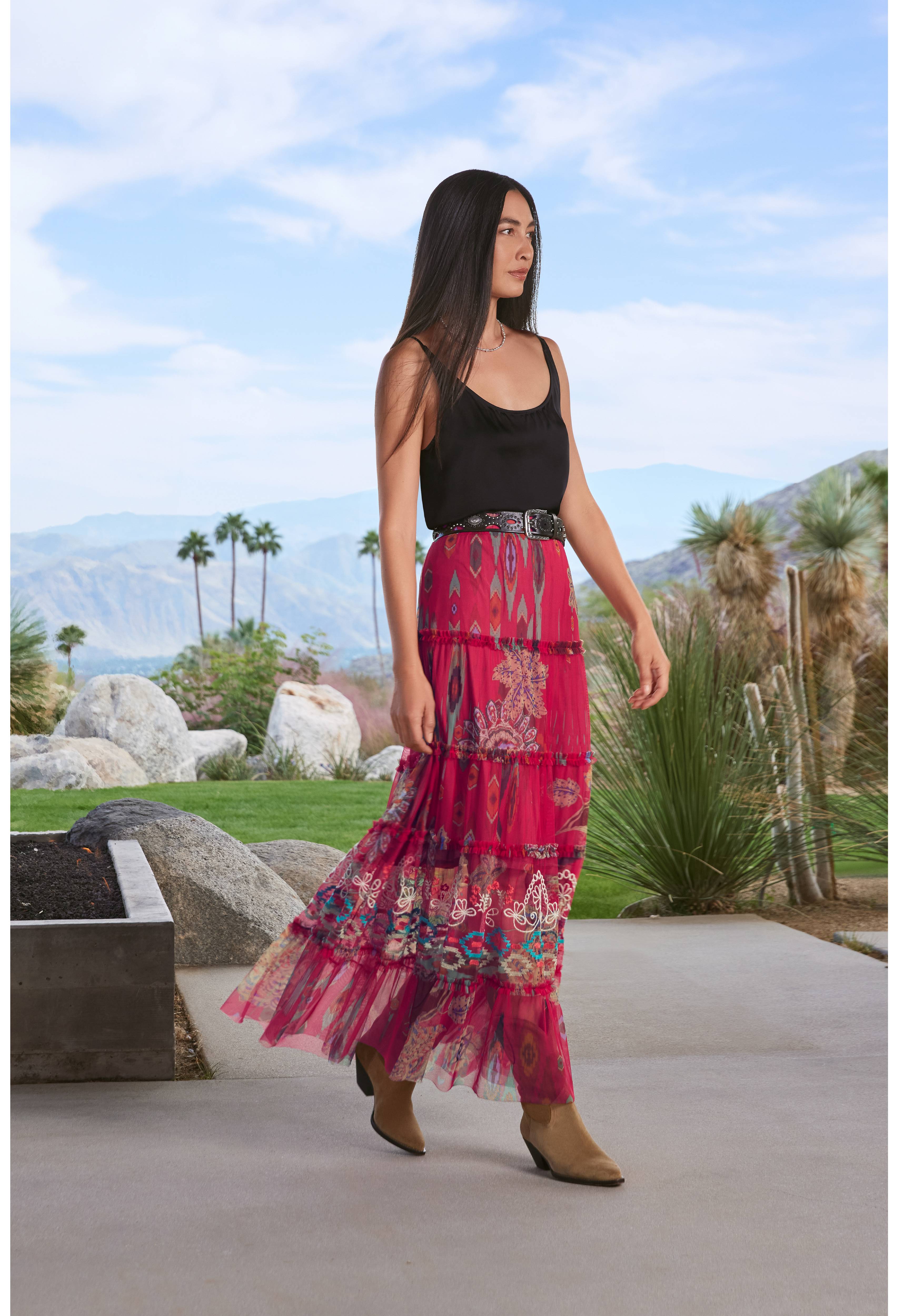 FEATHER LARK MESH TIERED SKIRT, , large image number 6
