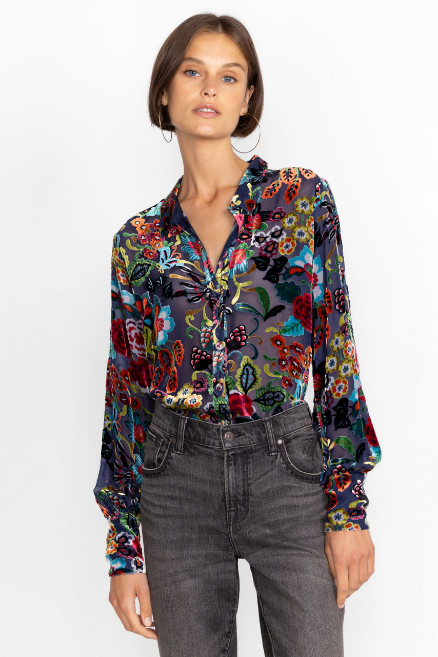 Buy Minto Burnout Yrene Blouse | Johnny Was
