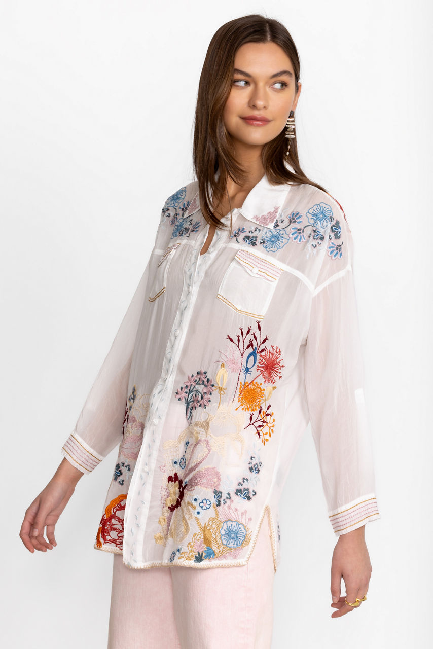 Leather Women Dress, Embroidered Blouse