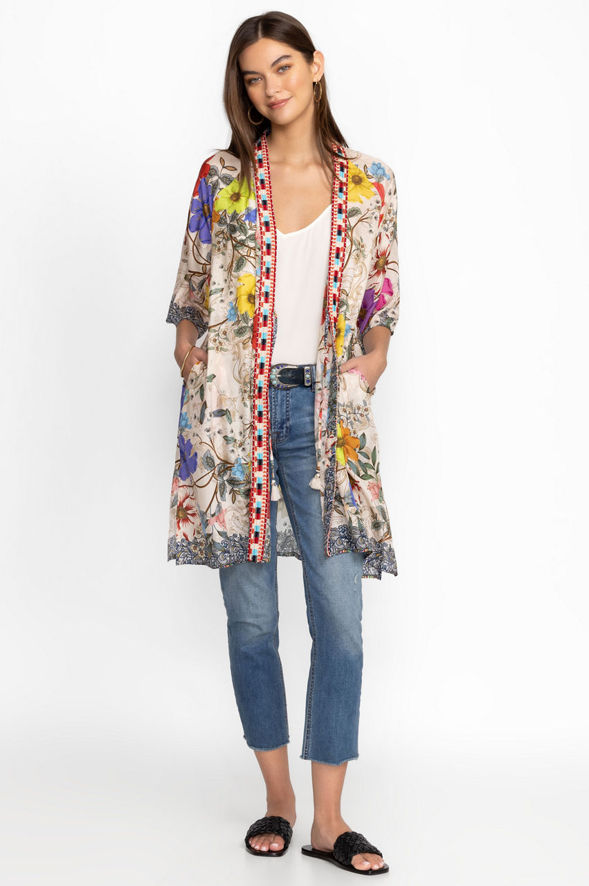 By Anthropologie Quilted Varsity Kimono