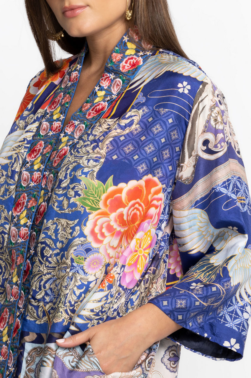 Johnny Was Fuji Brasil Silk Floral Reversible Longline Kimono Boho Chic  C41422 NEW
