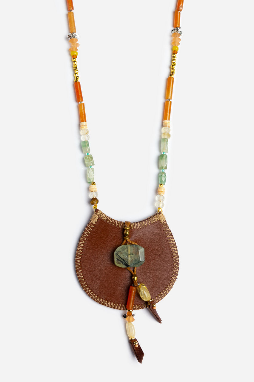 Leather Bag Pendant Necklace