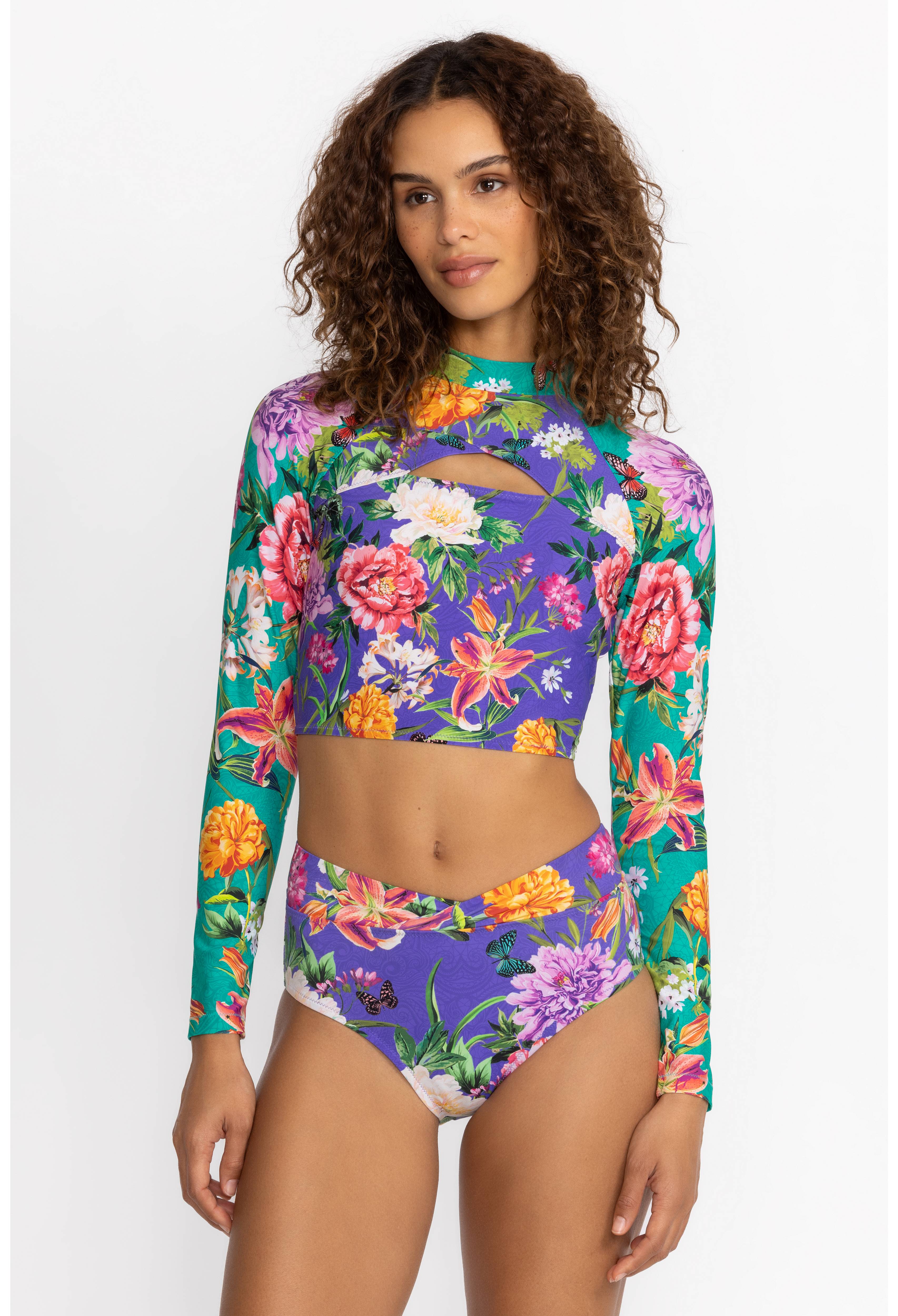 PEACOCK GOZA CUT-OUT CROP SURF SHIRT, , large image number 2
