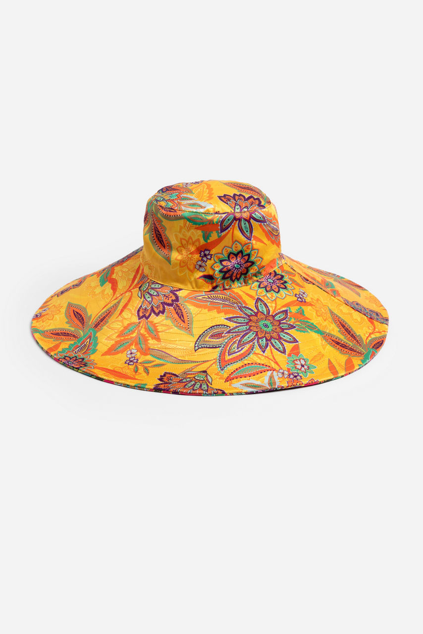 Women's Reversible Flamingo Mix Beach Hat by Johnny Was, POLYESTER, Floral