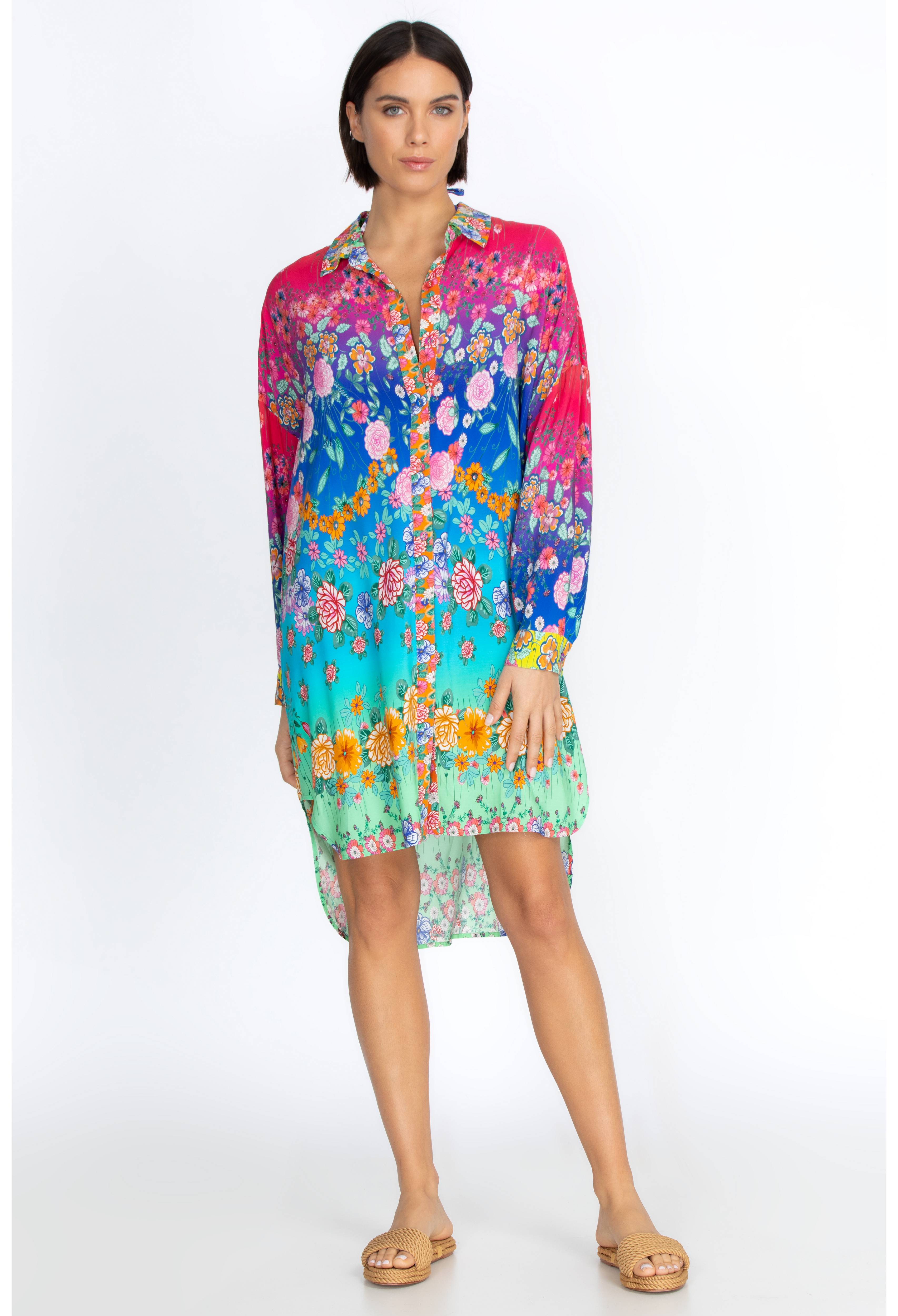Rainbow Midi Shirt Dress, , large image number 2