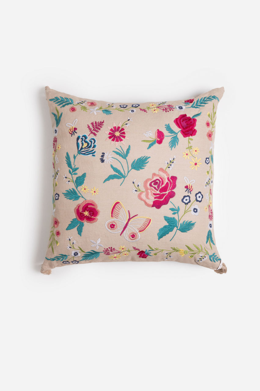 Arla Linen Embroidered Pillow