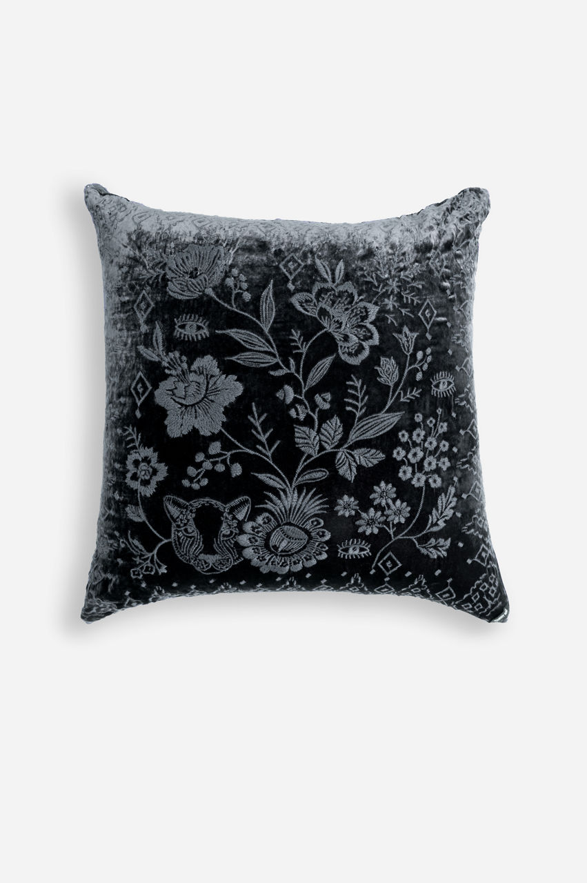 Ivey Velvet Embroidered Pillow