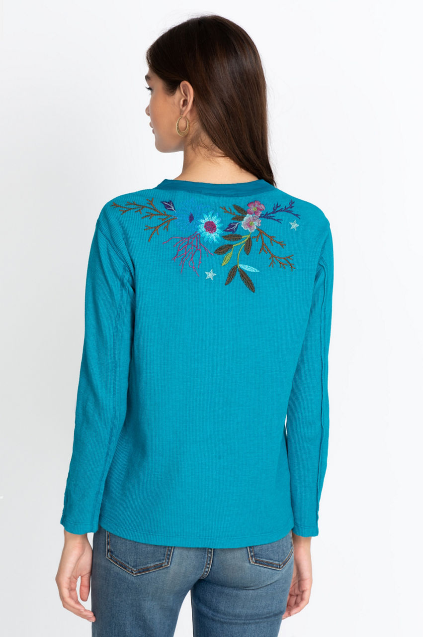 Embroidered Thermal Henley Tee