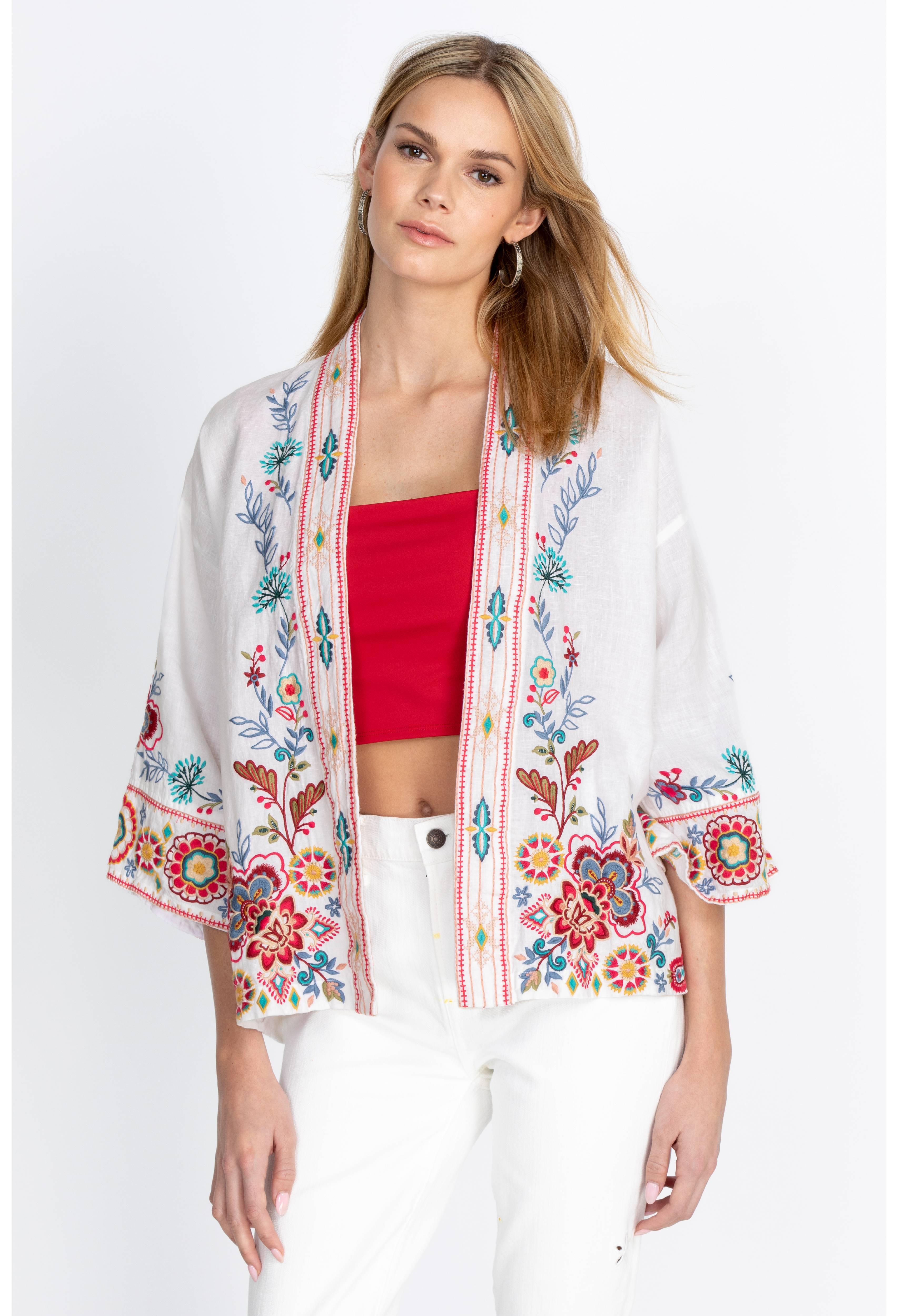 Sicilia Cropped Linen Kimono, , large image number 1