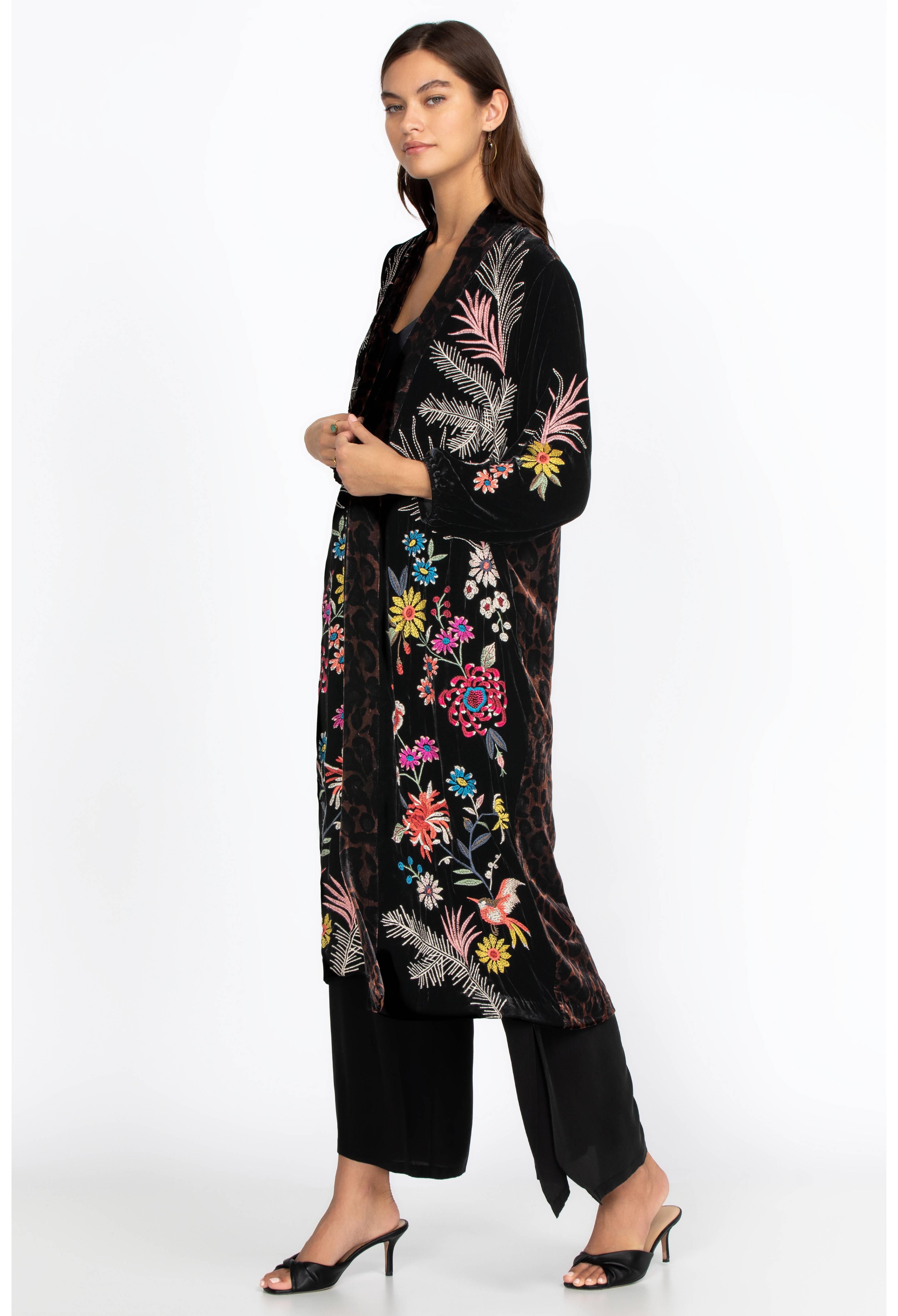 Tiarei Velvet Bishop Sleeve Kimono Coat, , large image number 1
