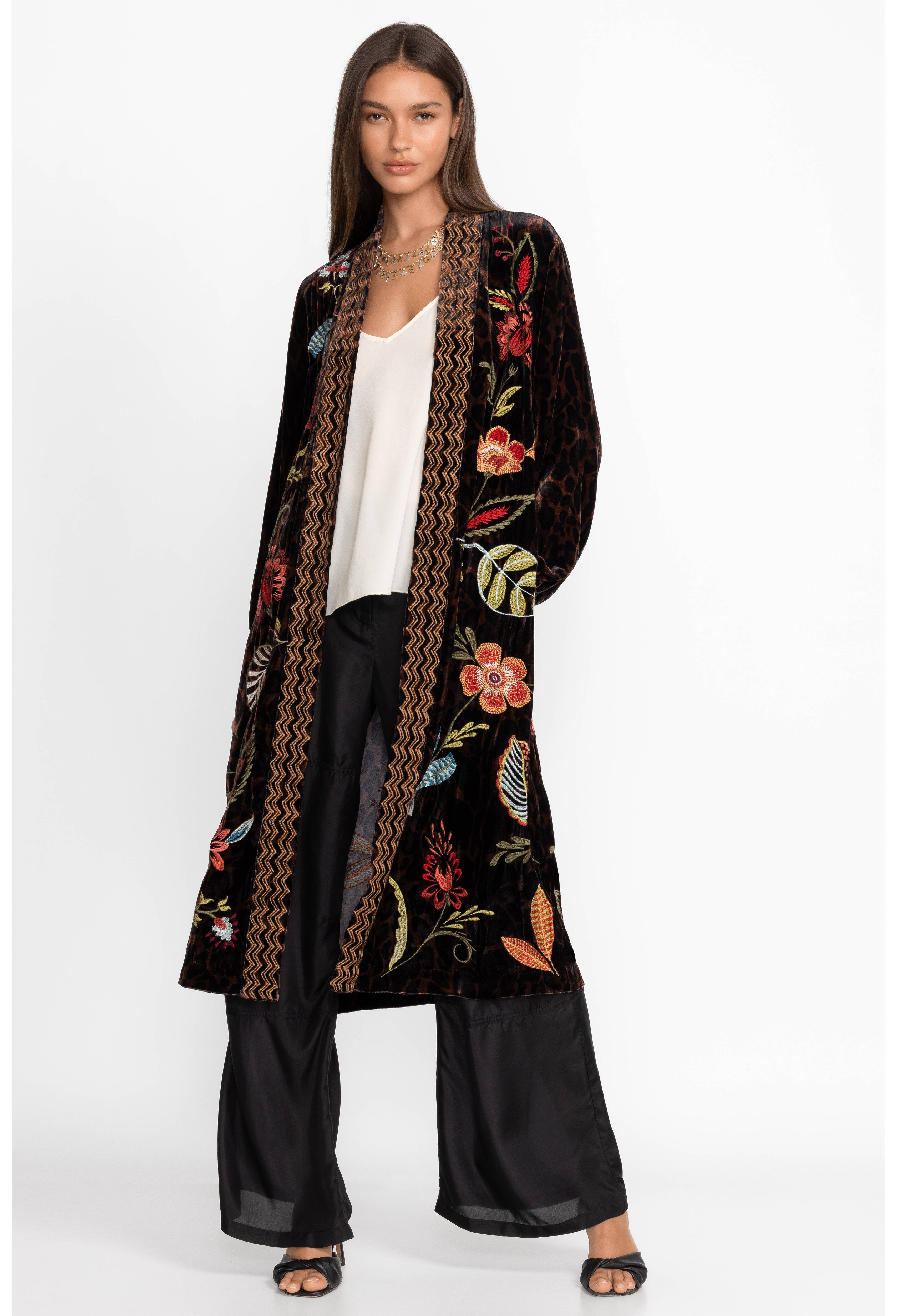 Isabella Velvet Bishop Sleeve Kimono Coat, , large image number 1