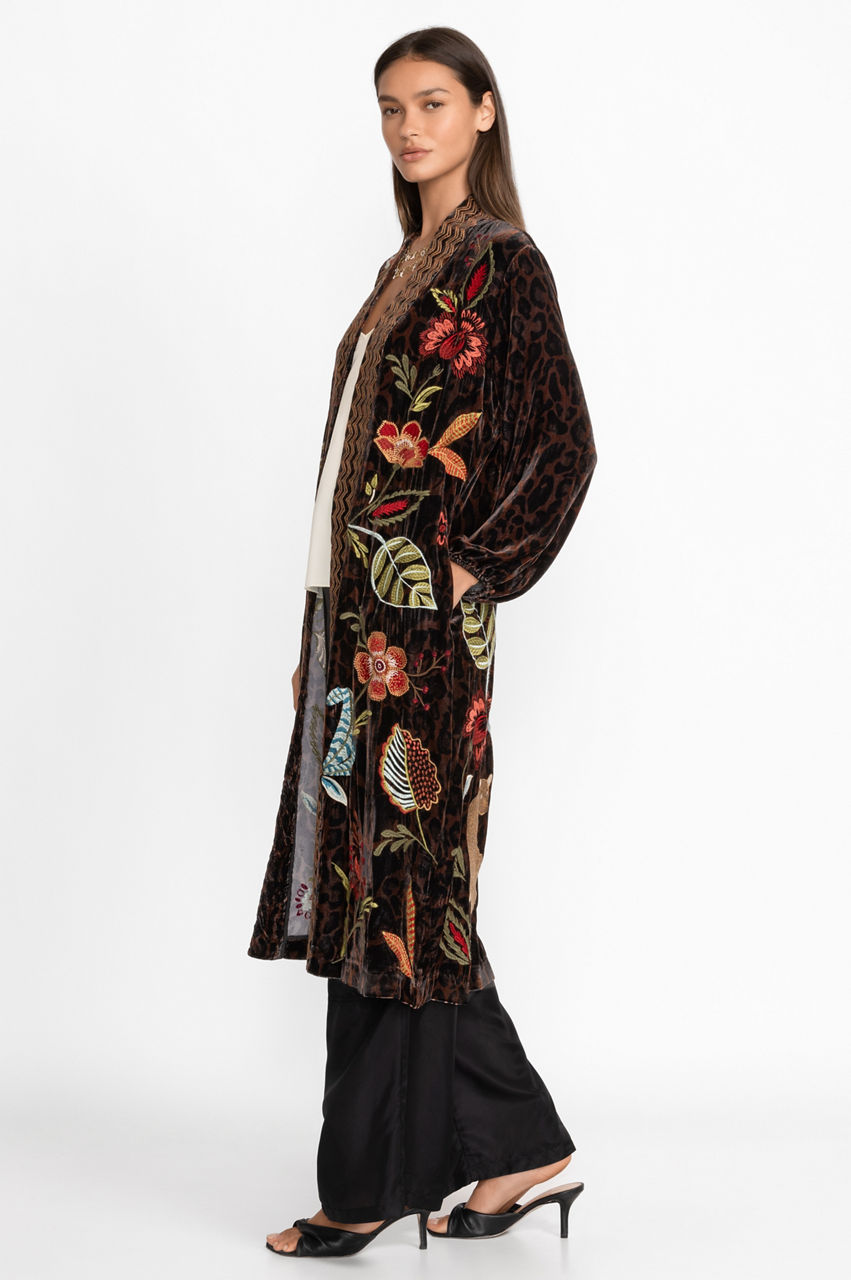 Isabella Velvet Bishop Sleeve Kimono Coat
