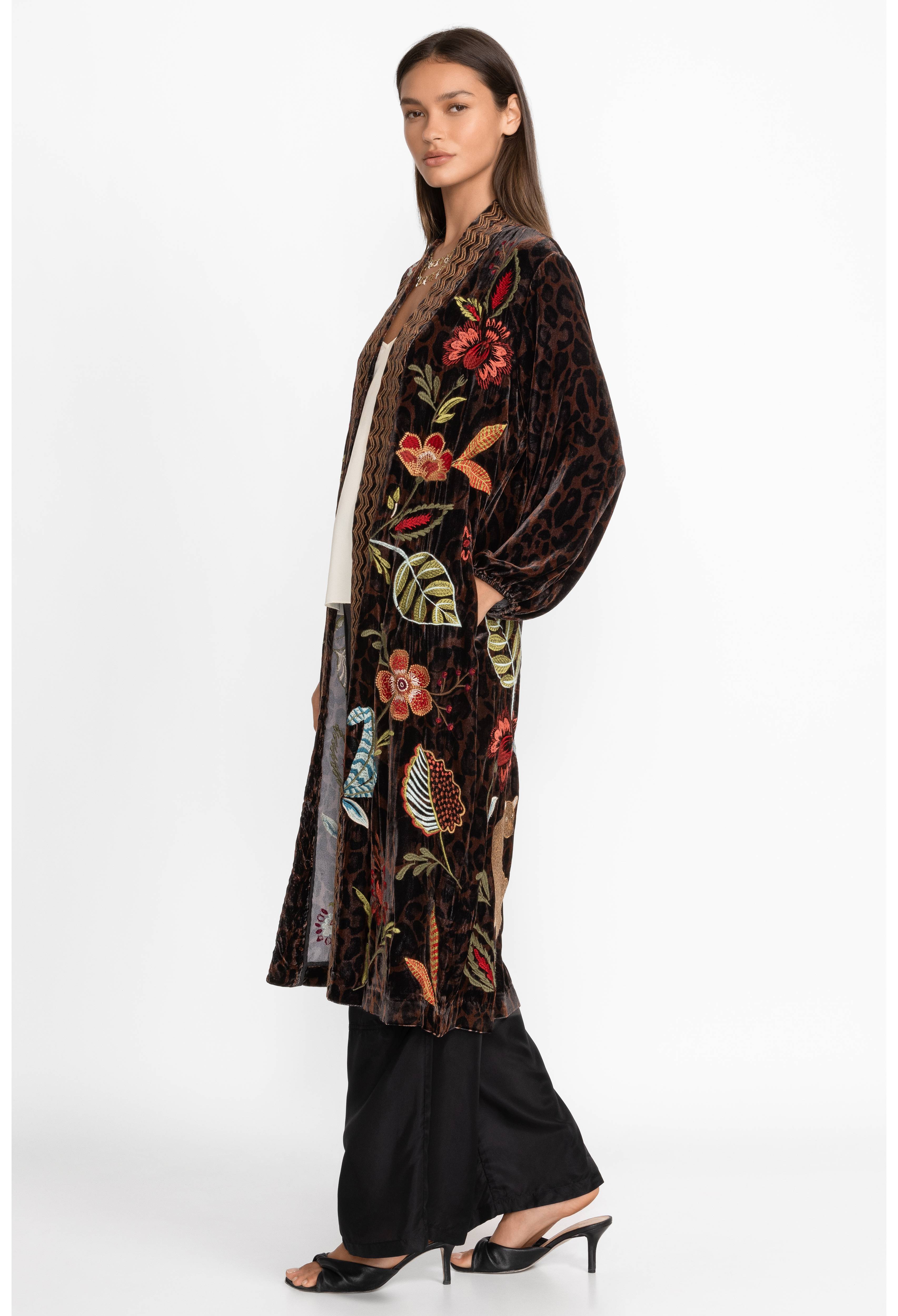 Isabella Velvet Bishop Sleeve Kimono Coat, , large image number 2
