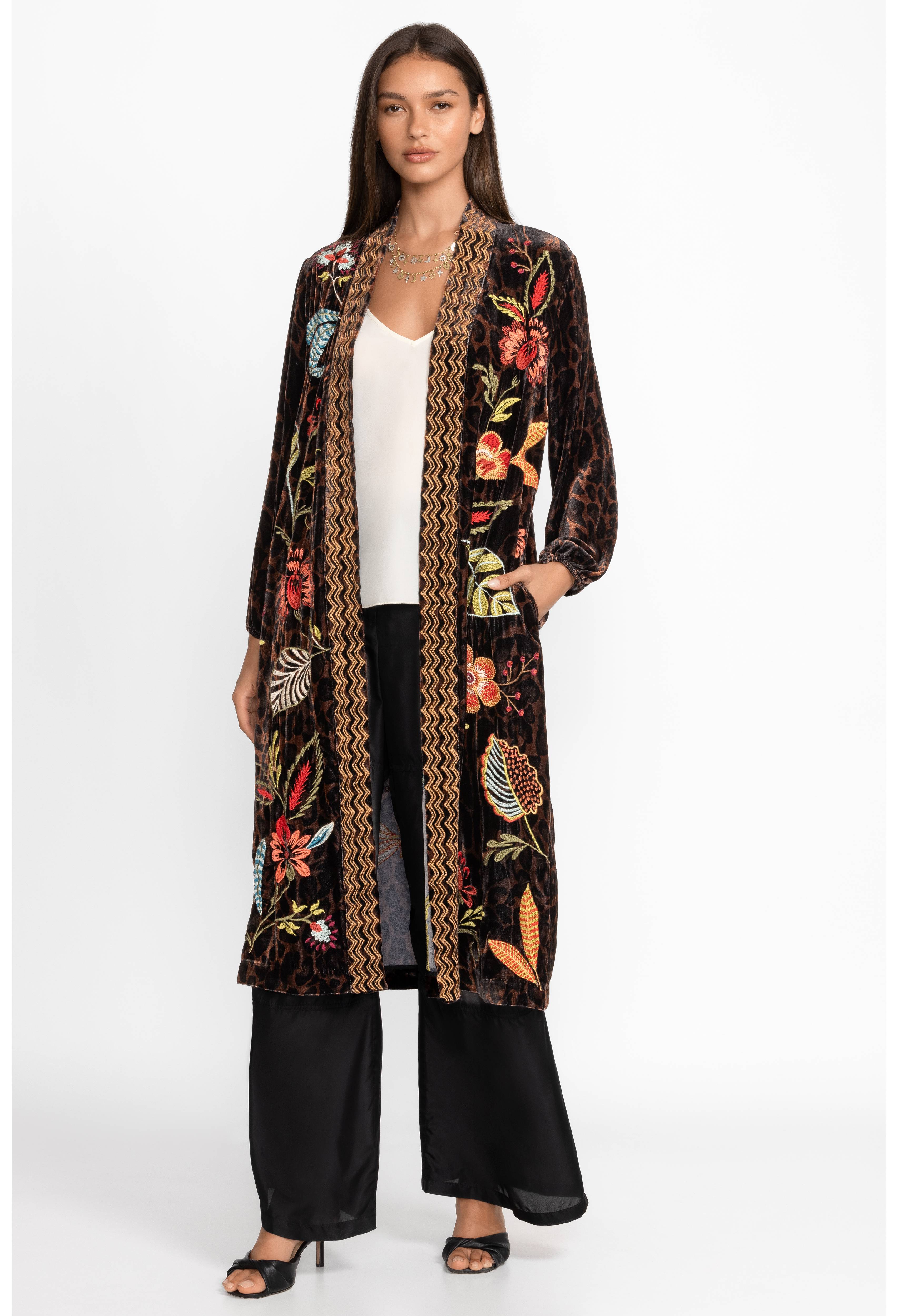 Isabella Velvet Bishop Sleeve Kimono Coat, , large image number 3