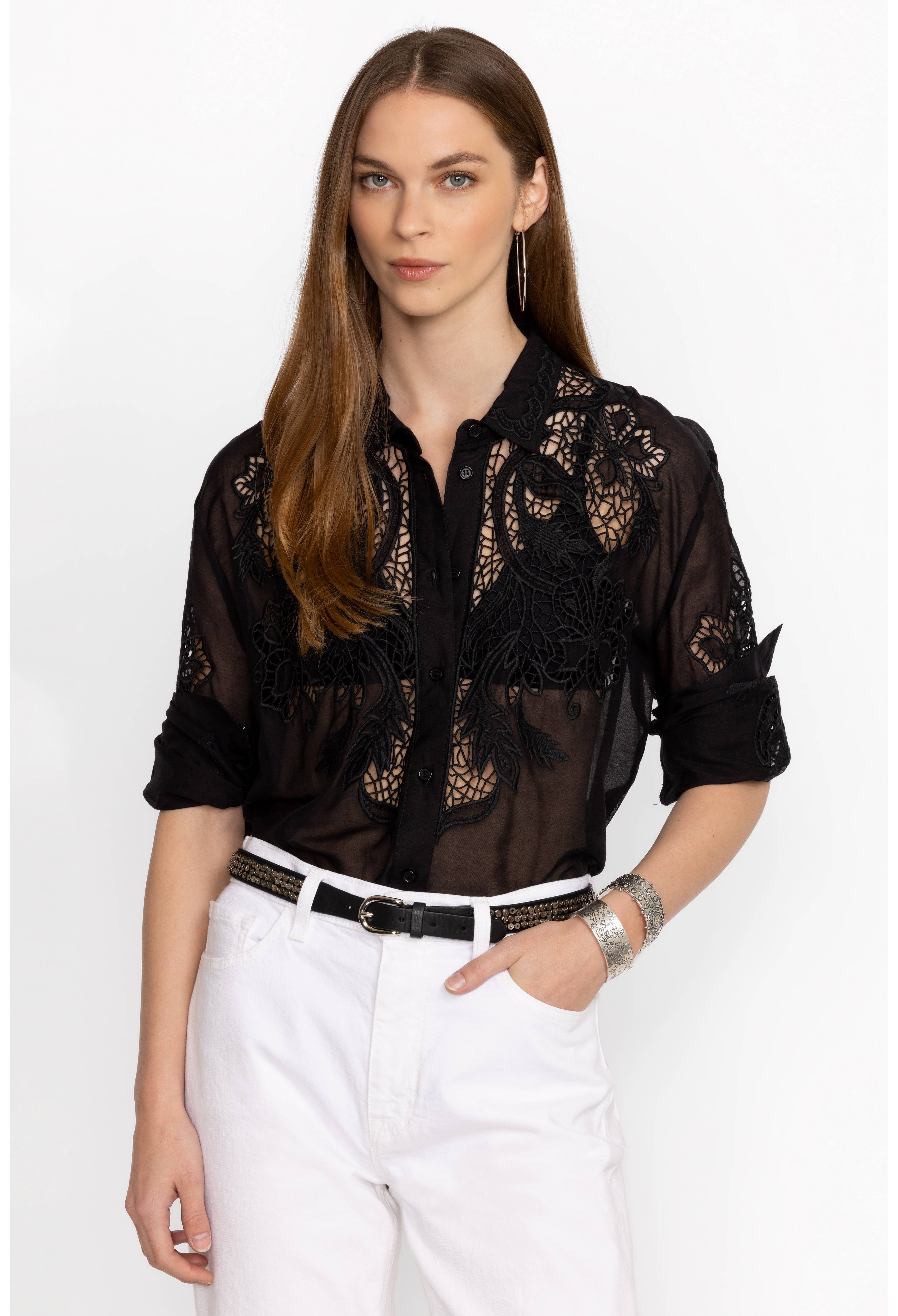LAURENA SILK BUTTON DOWN SHIRT, , large image number 3