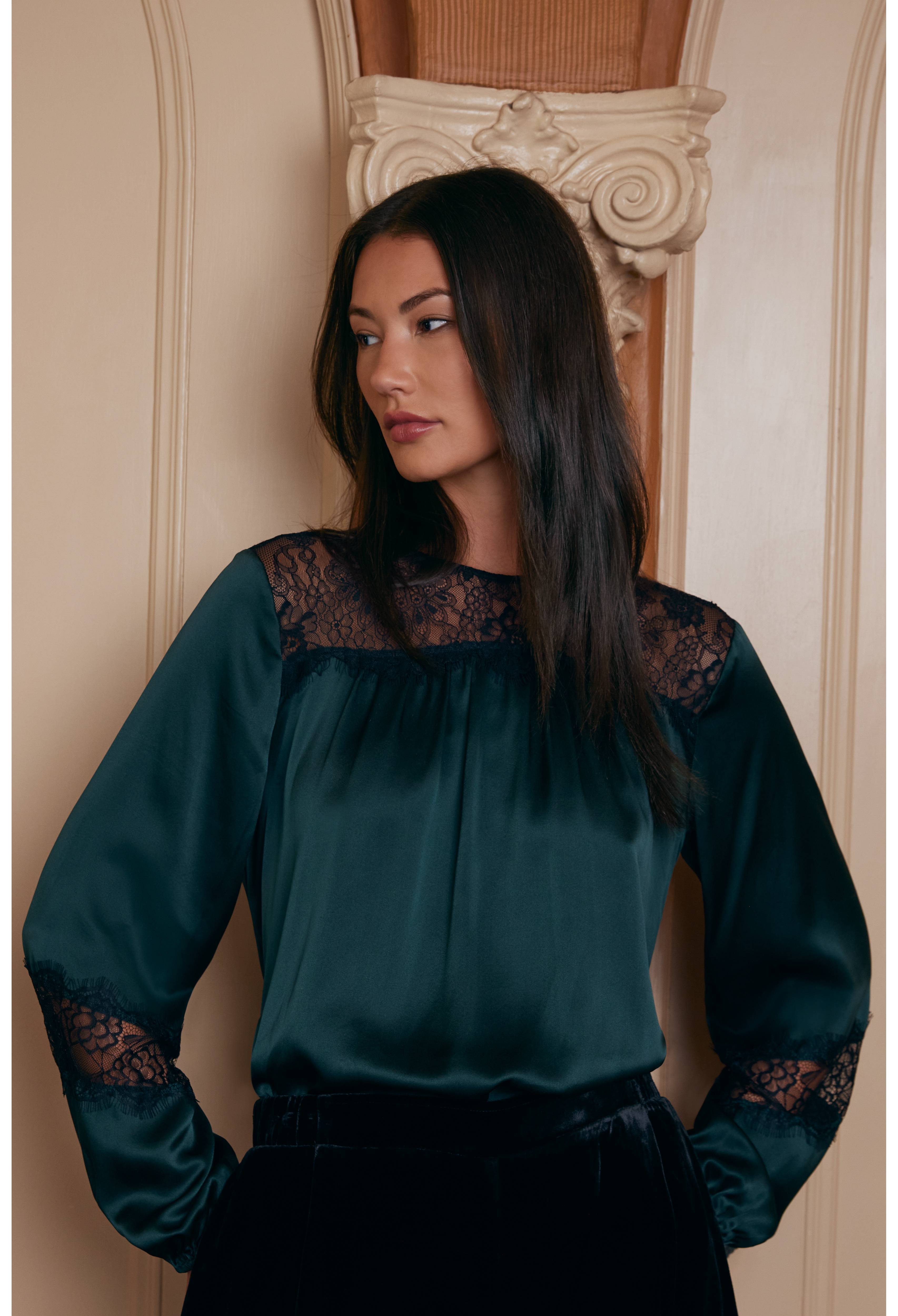 Midnight Silk Blouse, , large image number 6