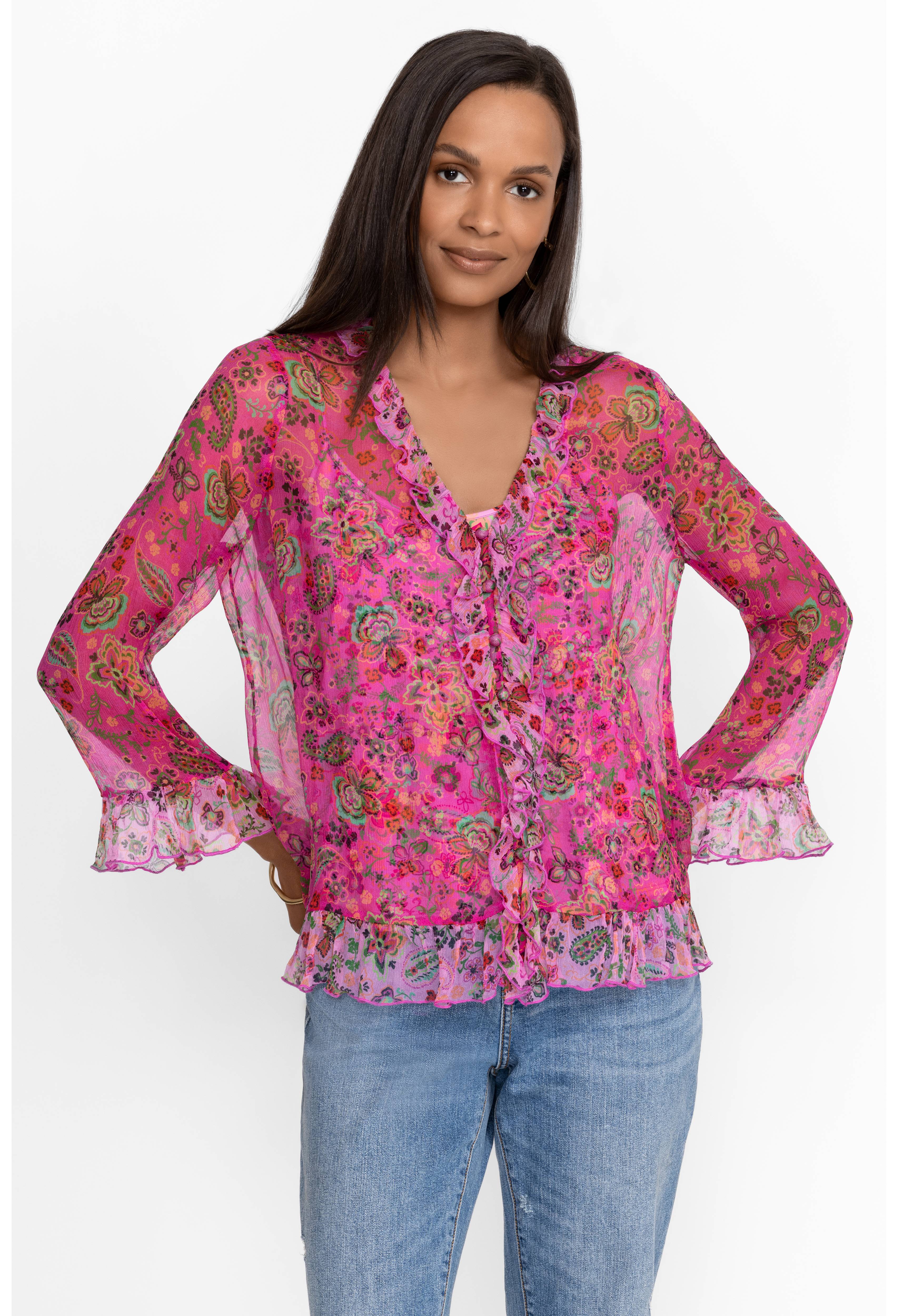 Foxglove Silk Blouse, , large image number 3