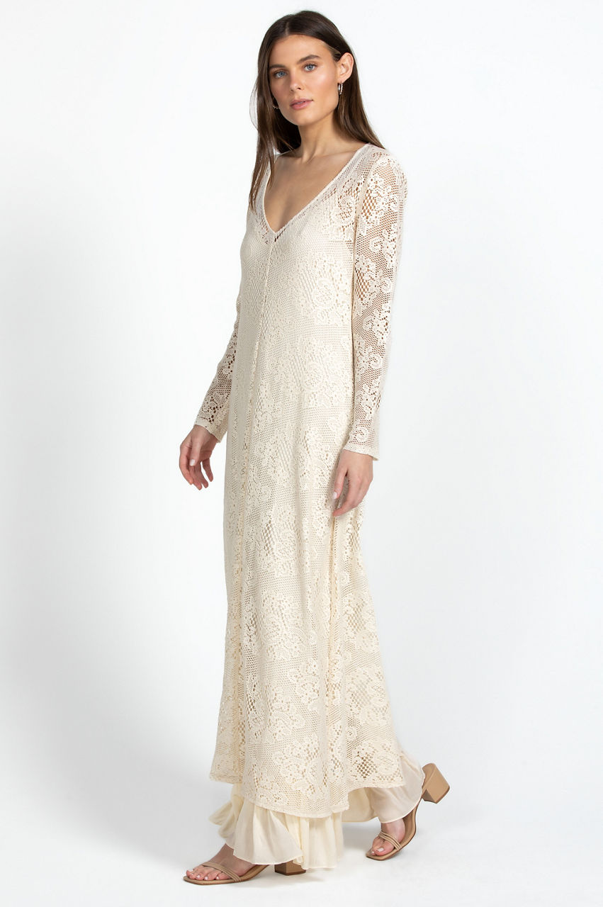 All I Know White Lace Long Sleeve Maxi Dress