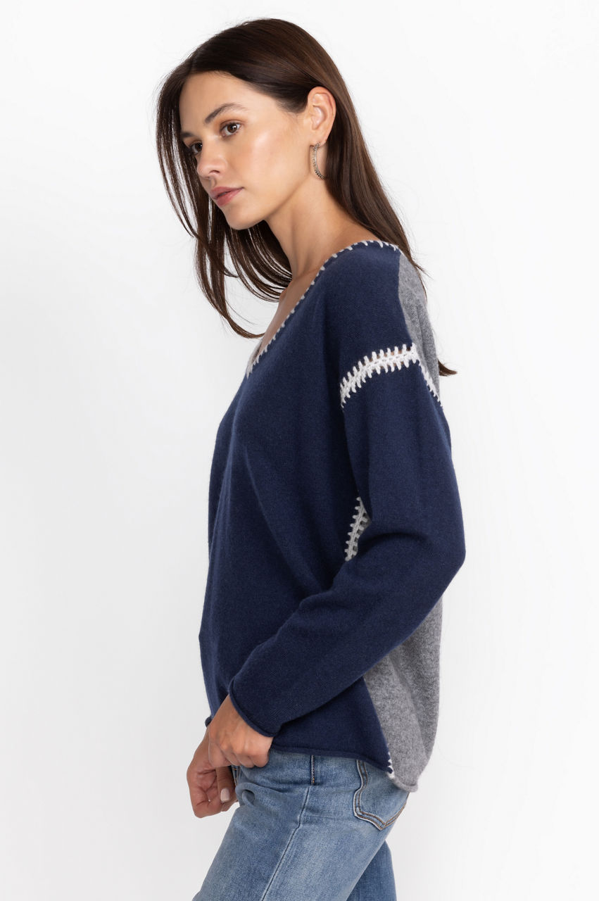 Buy The Whipstitch V Neck Pullover - Color Block | Johnny Was