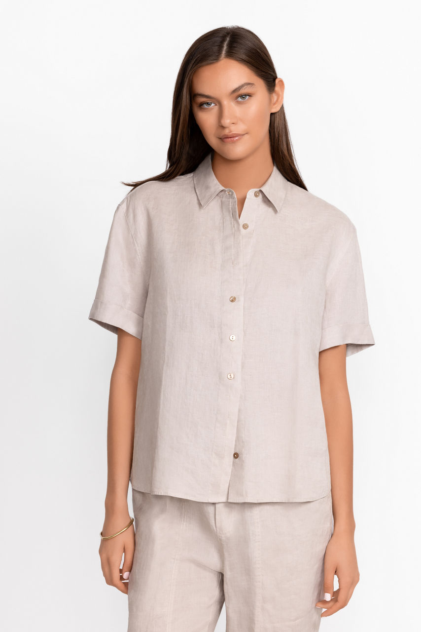 Buy Linen Cuff Sleeve Camp Shirt