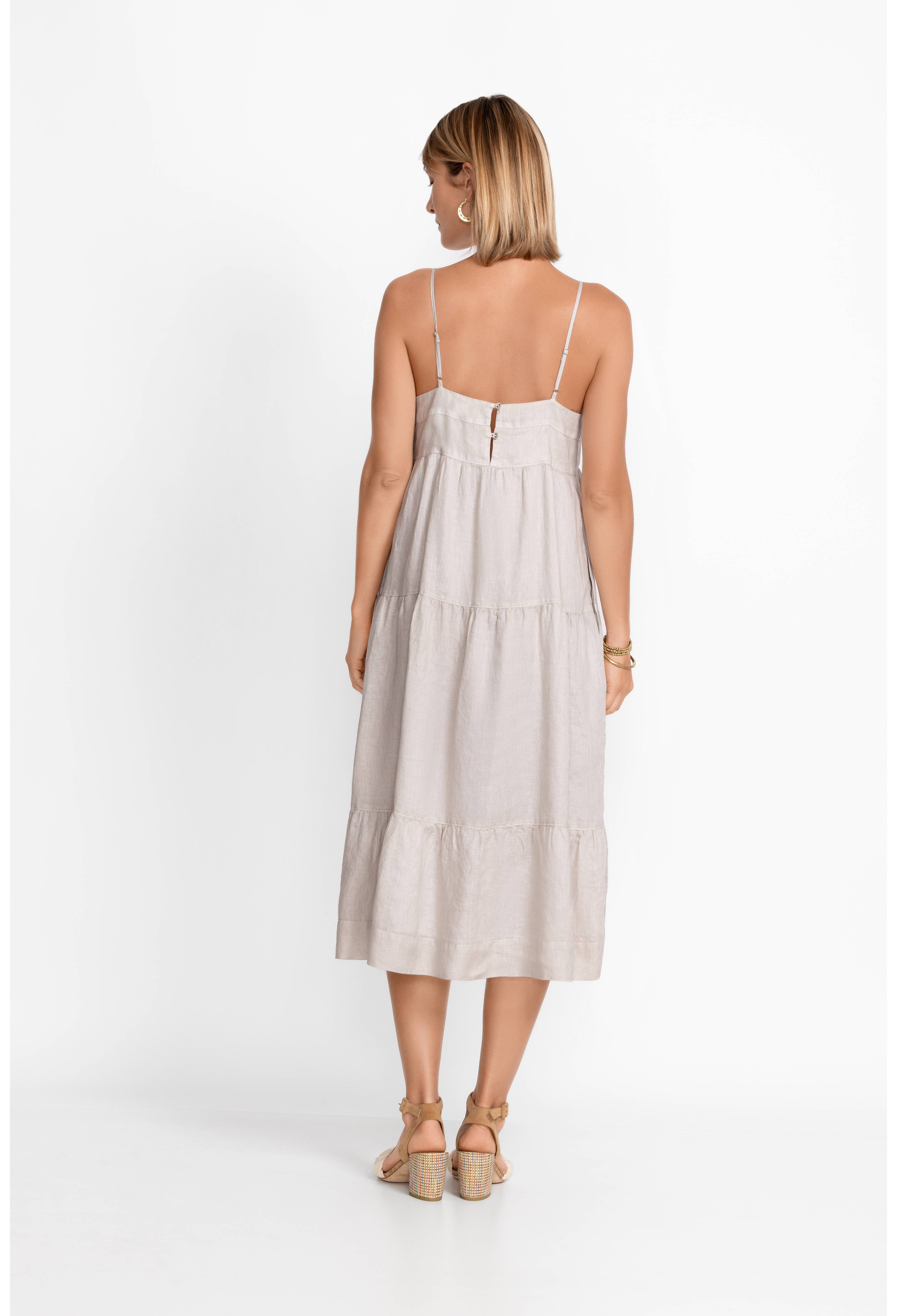 Linen V-Neck Tiered Dress, , large image number 3