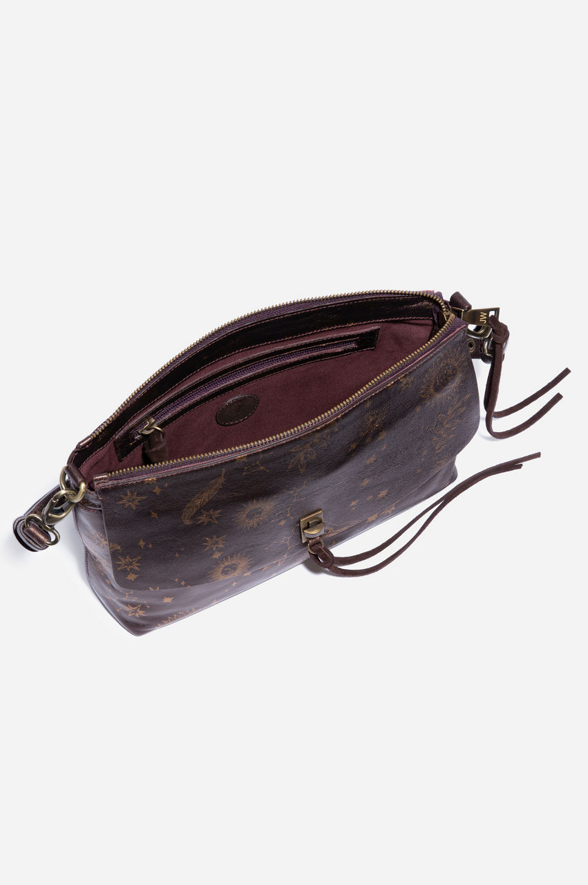 Women's Asteria Italian Leather Shoulder Bag by Johnny Was in Barolo