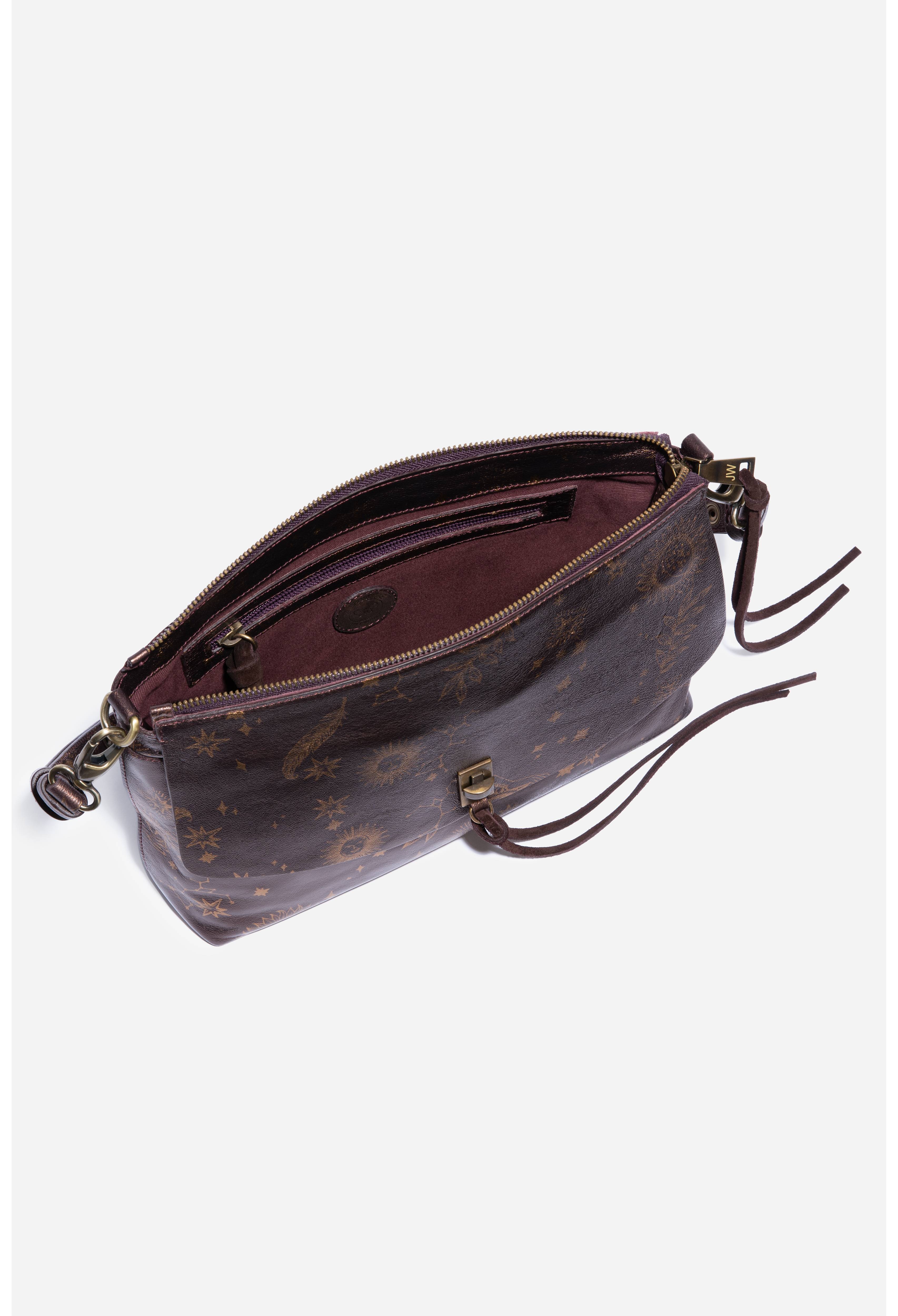 Women's Asteria Italian Leather Shoulder Bag by Johnny Was in Barolo