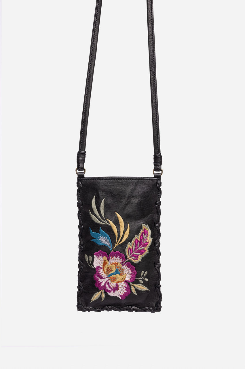Johnny Was Othilia Black Velvet Tote Flowers Purse Bird Handbag Bag New