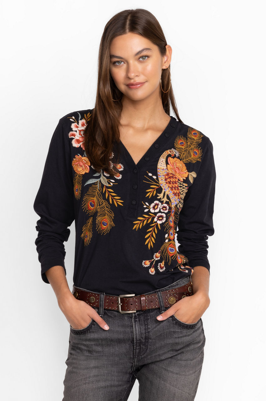 Ananke Button Neck Long Sleeve Tee