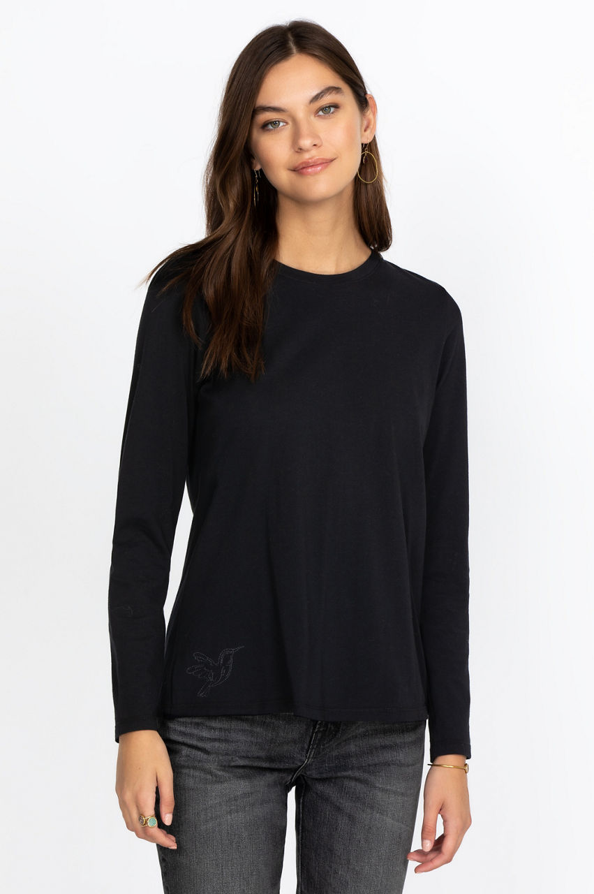 Long Sleeve Layering Top in Black