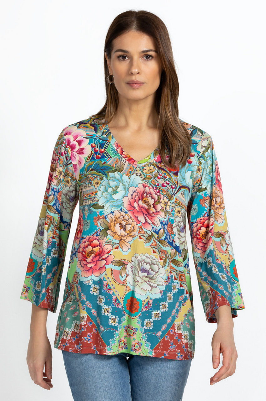Buy Prisma V-Neck Kimono Sleeve Tunic | Johnny Was