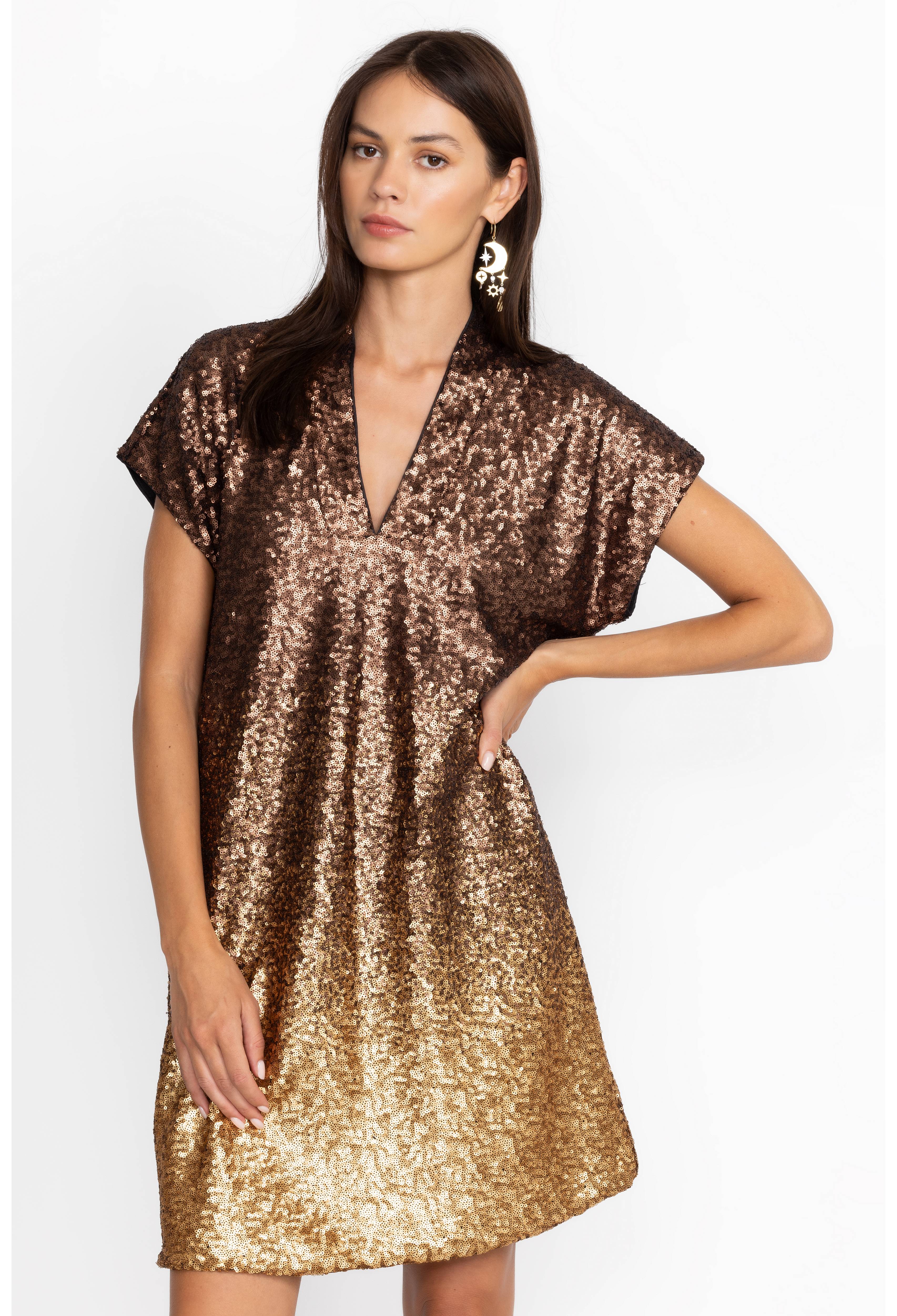 Sequin Gold Alma Dress, , large image number 3