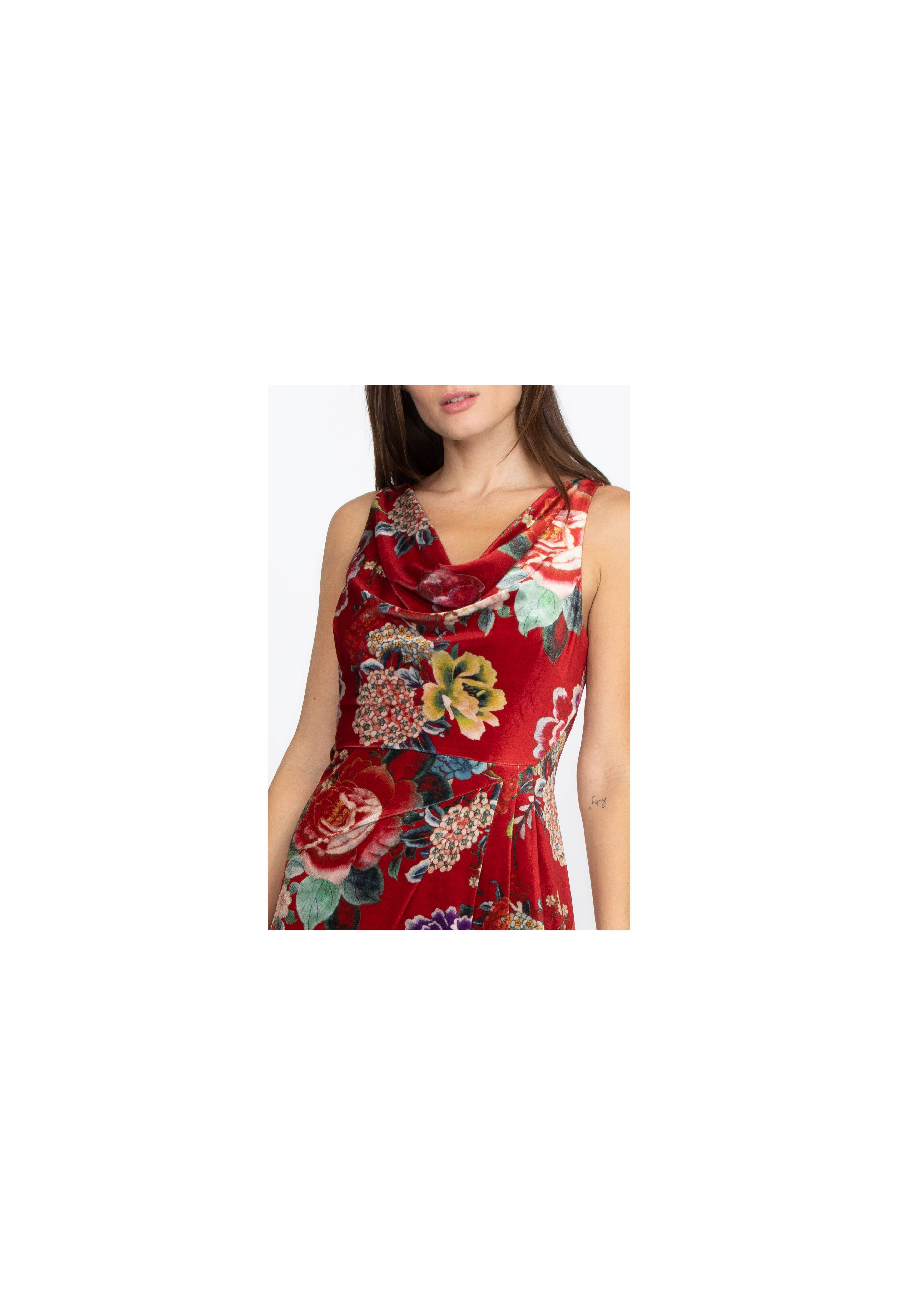 Ryuu Flower Stretch Velvet Dress, , large image number 4