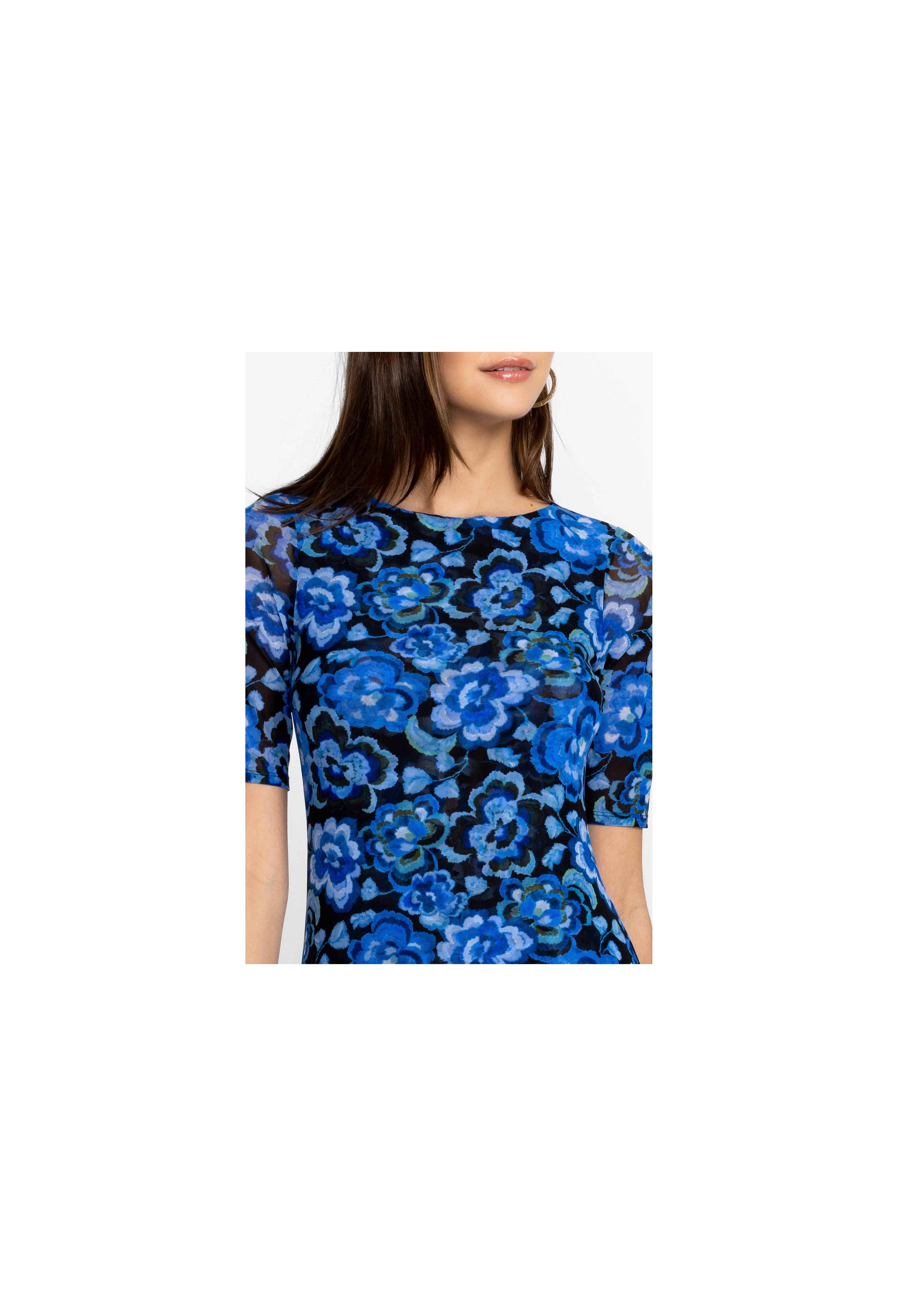 Blue Calanthe Mesh Midi Dress, , large image number 5