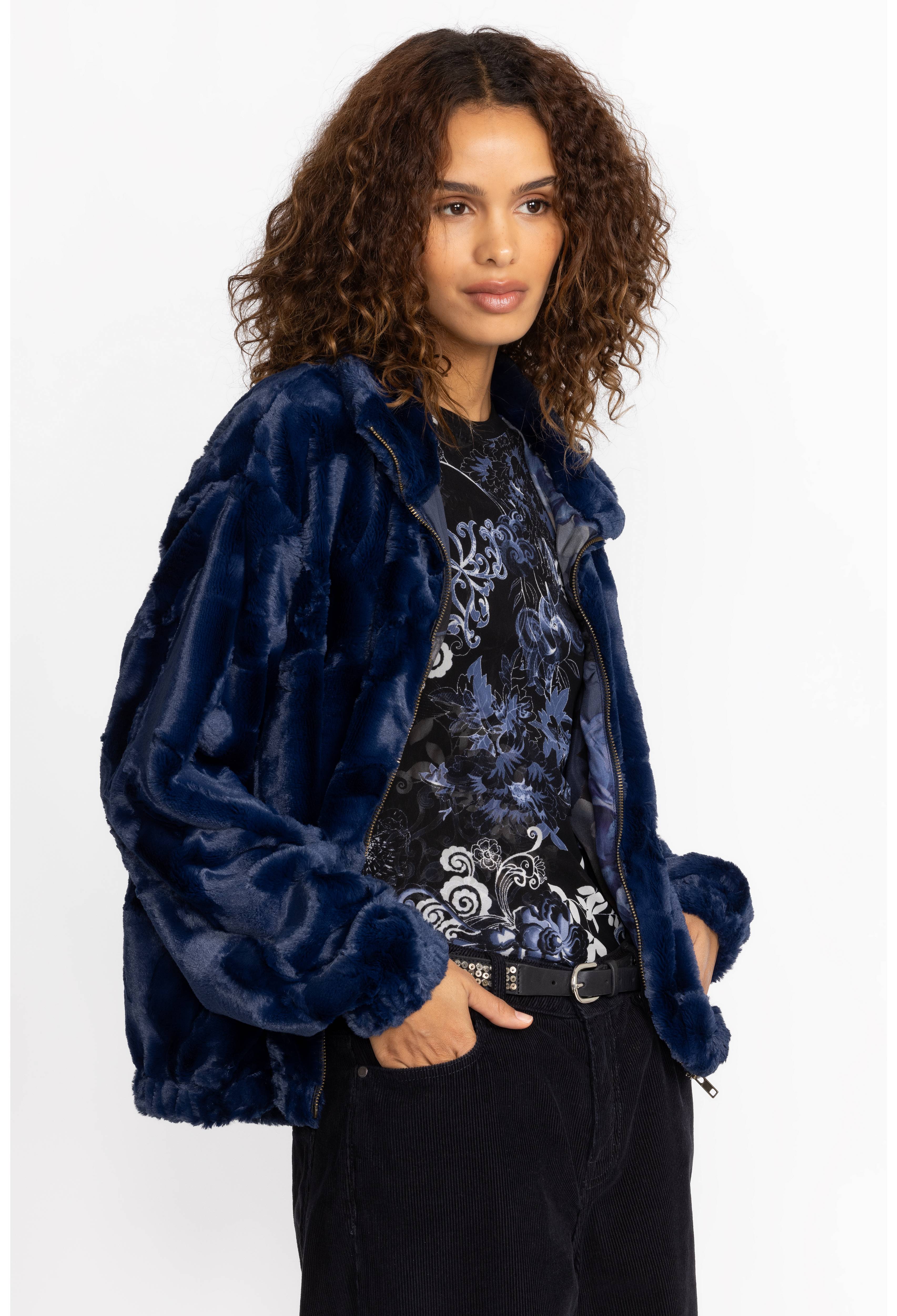MIDNIGHT FAUX FUR BOMBER, , large image number 2