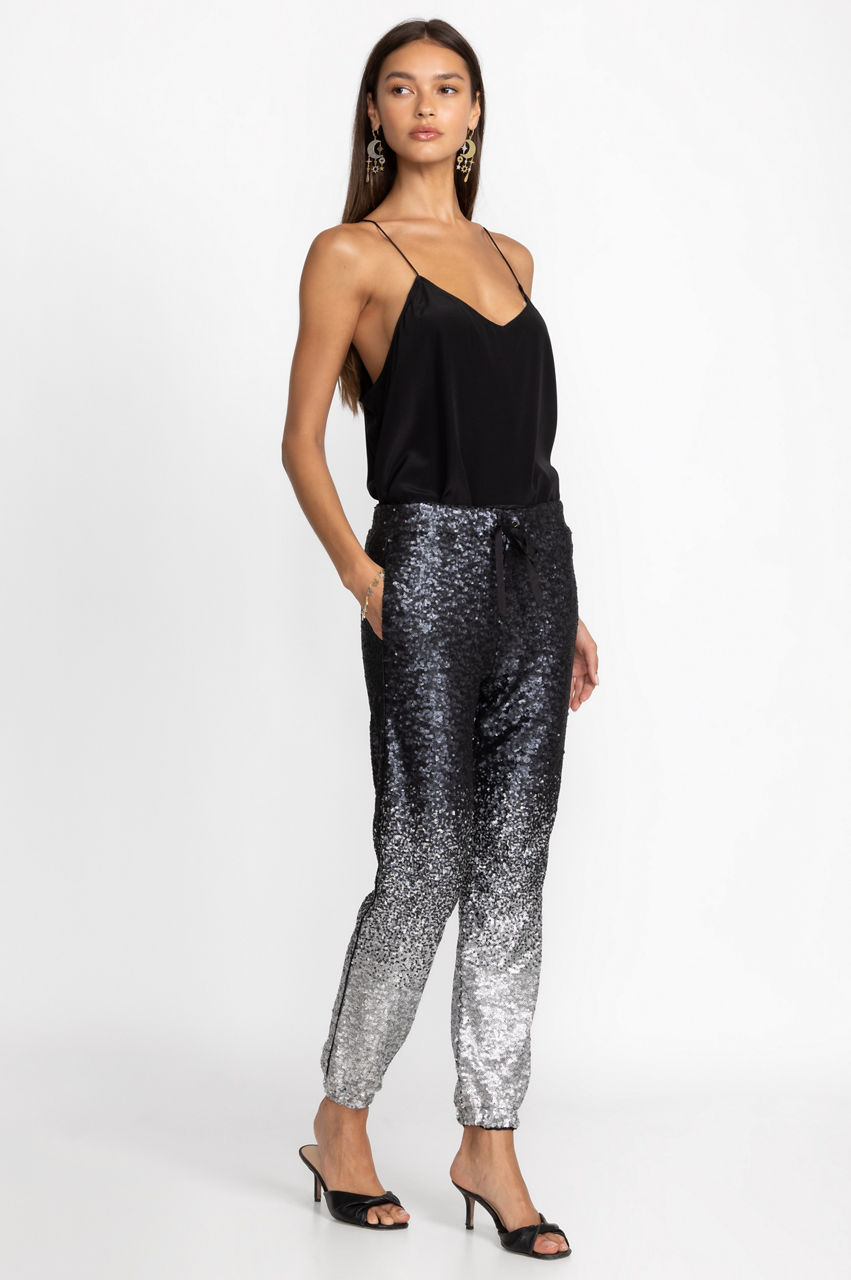 Sassy Black Sequin Joggers - All Bottoms