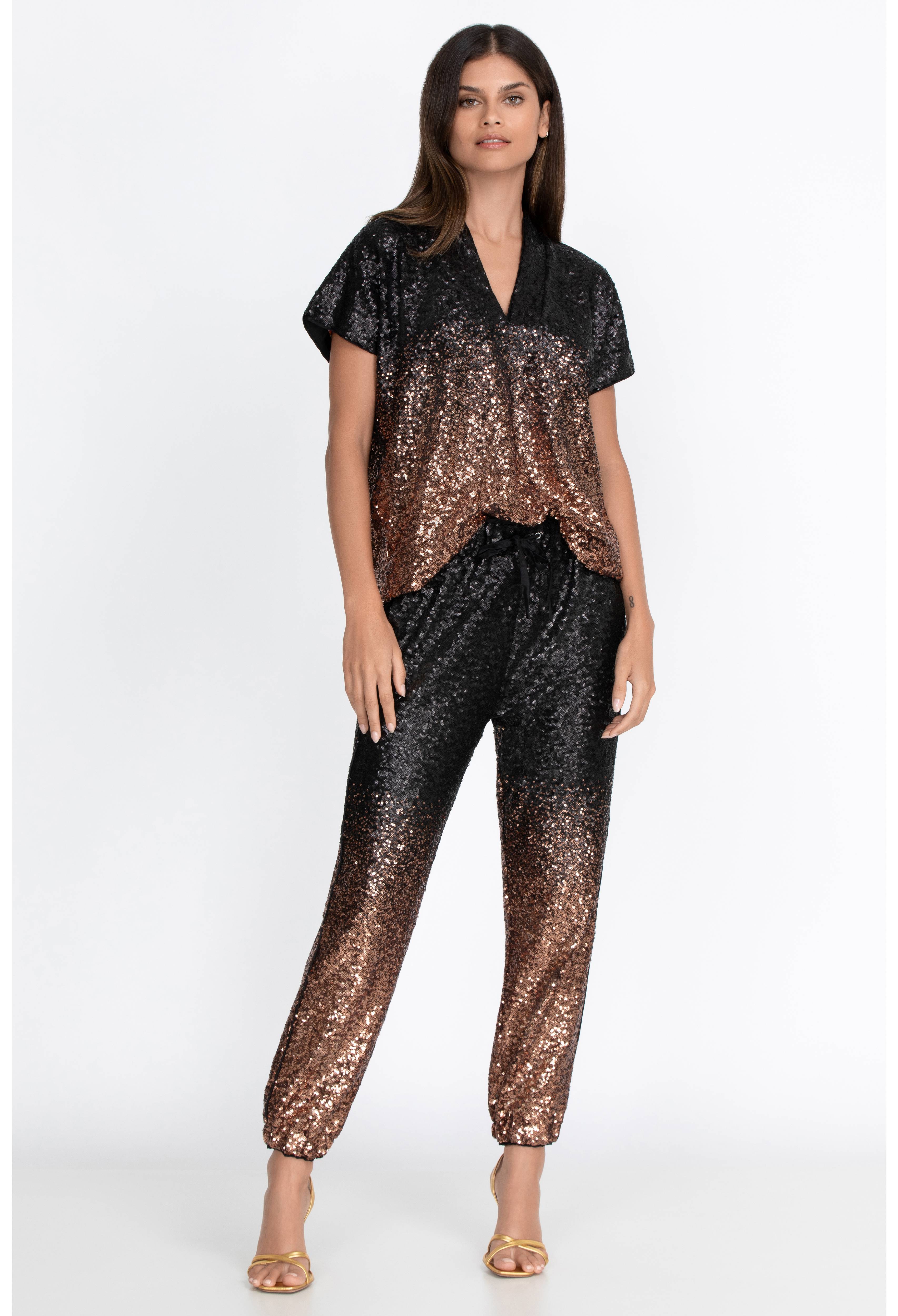 Sequin Gold Jett Jogger, , large image number 1