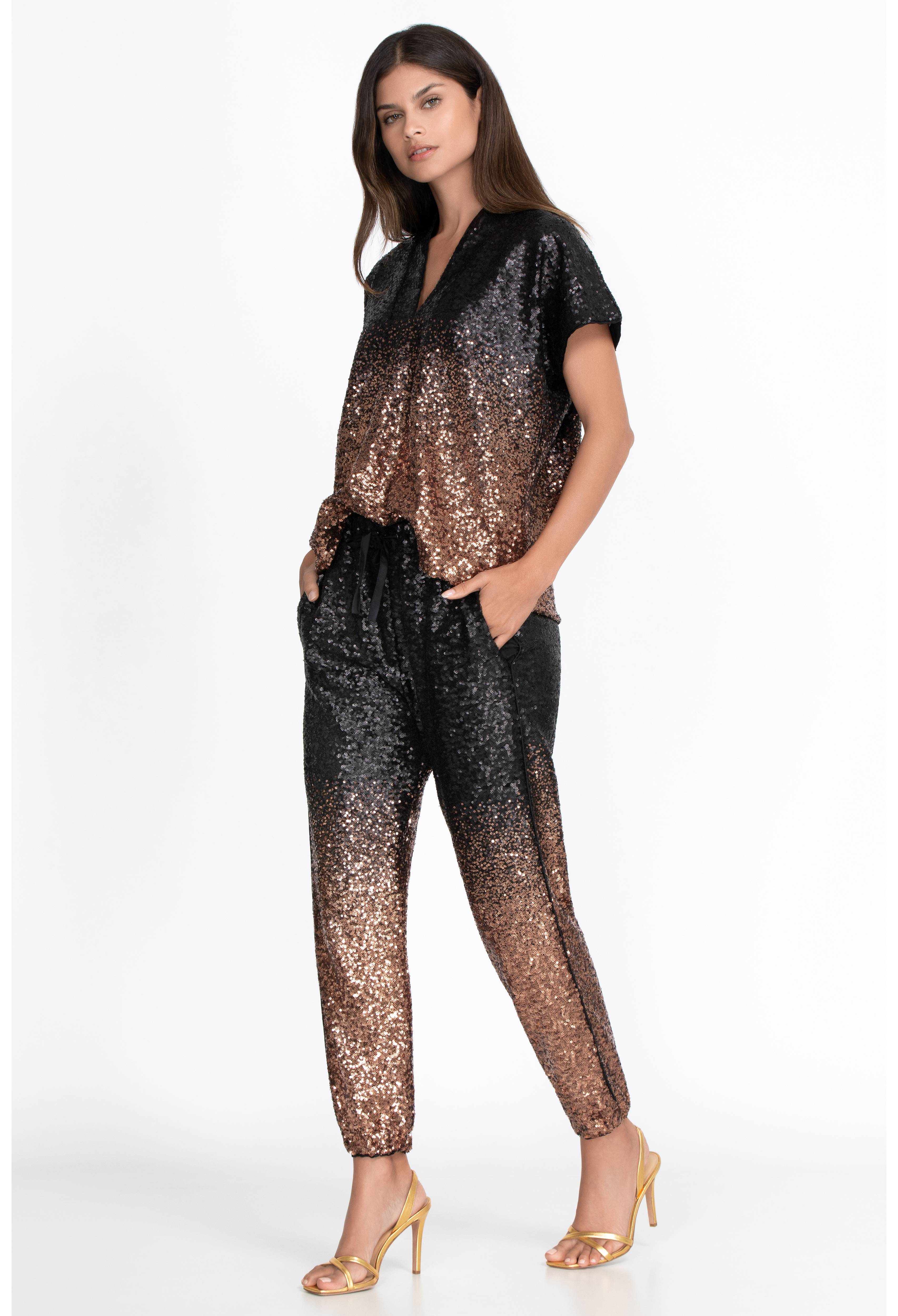 Sequin Gold Jett Jogger, , large image number 2