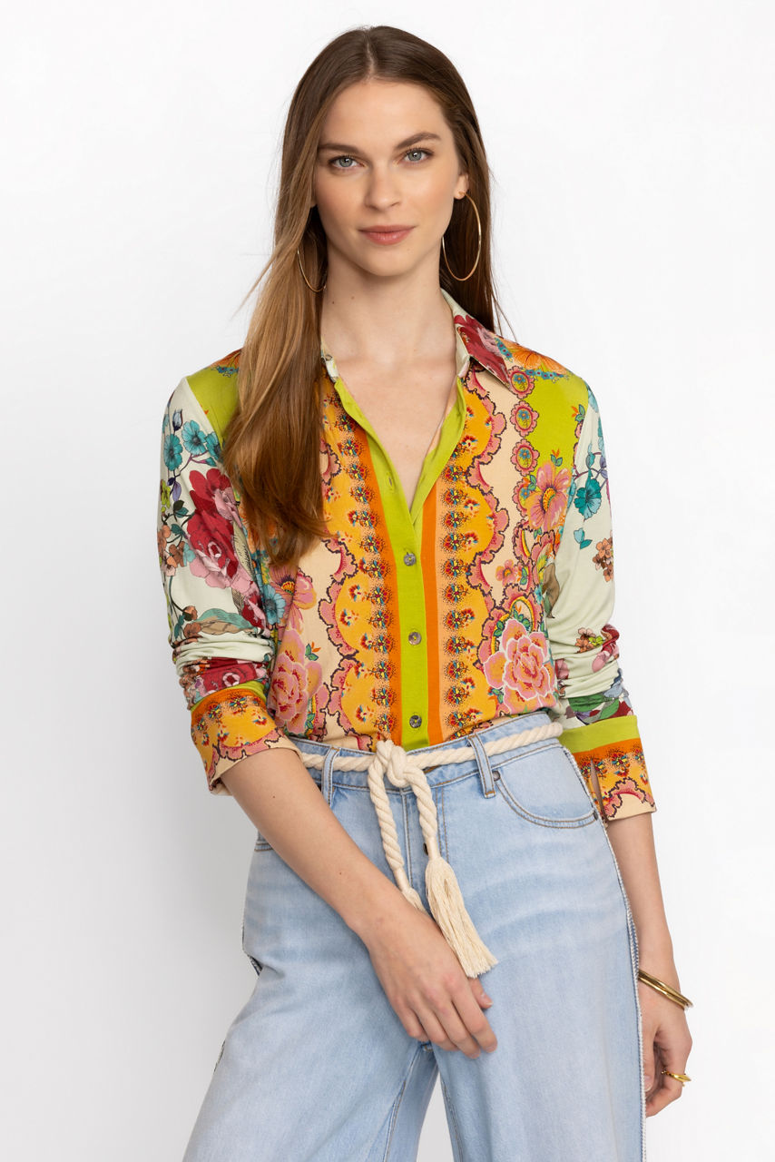 THE JANIE FAVORITE BUTTON FRONT SHIRT- ROSSEY