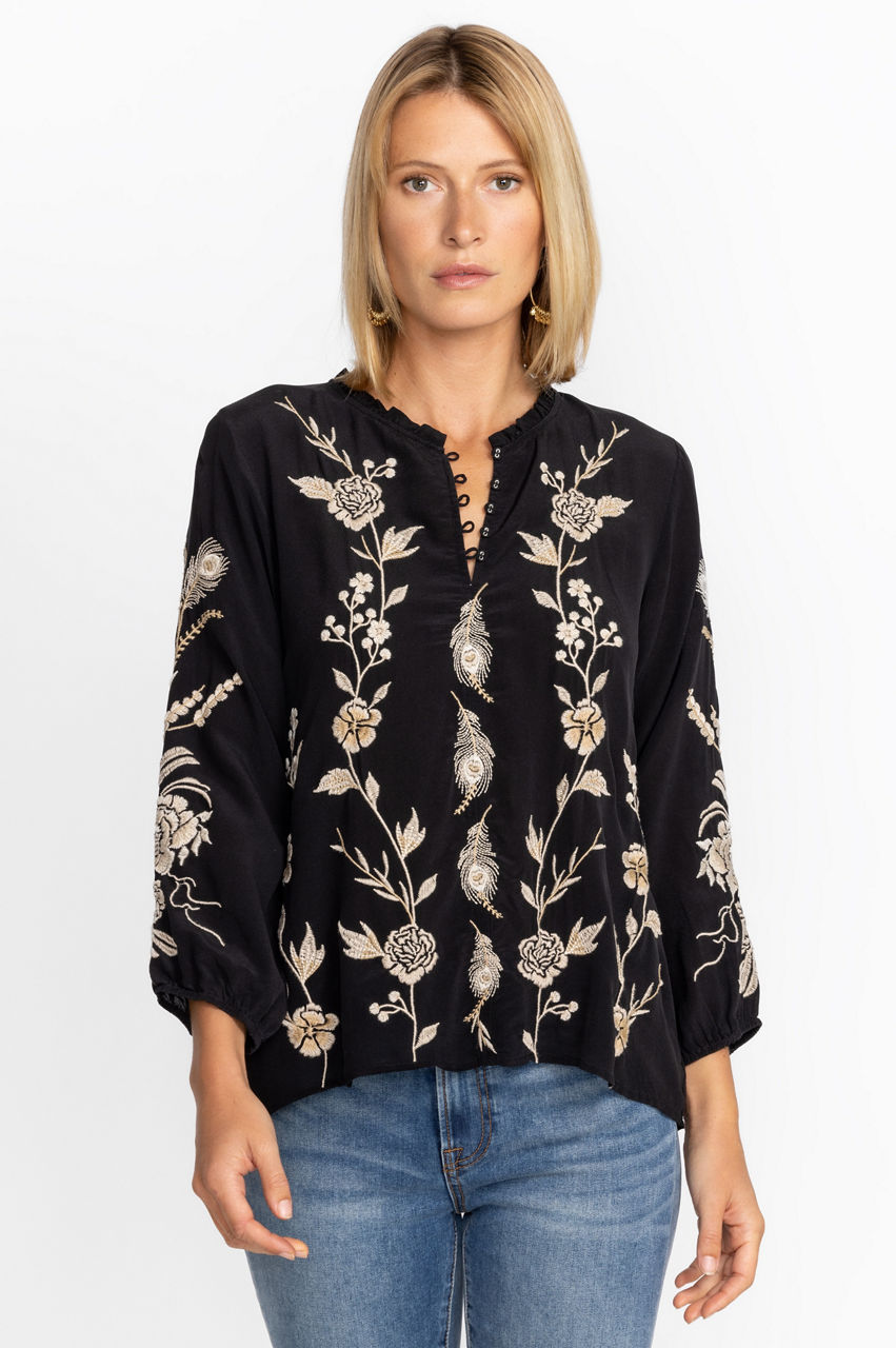 Buy Calipso Button Neck Field Blouse | Johnny Was