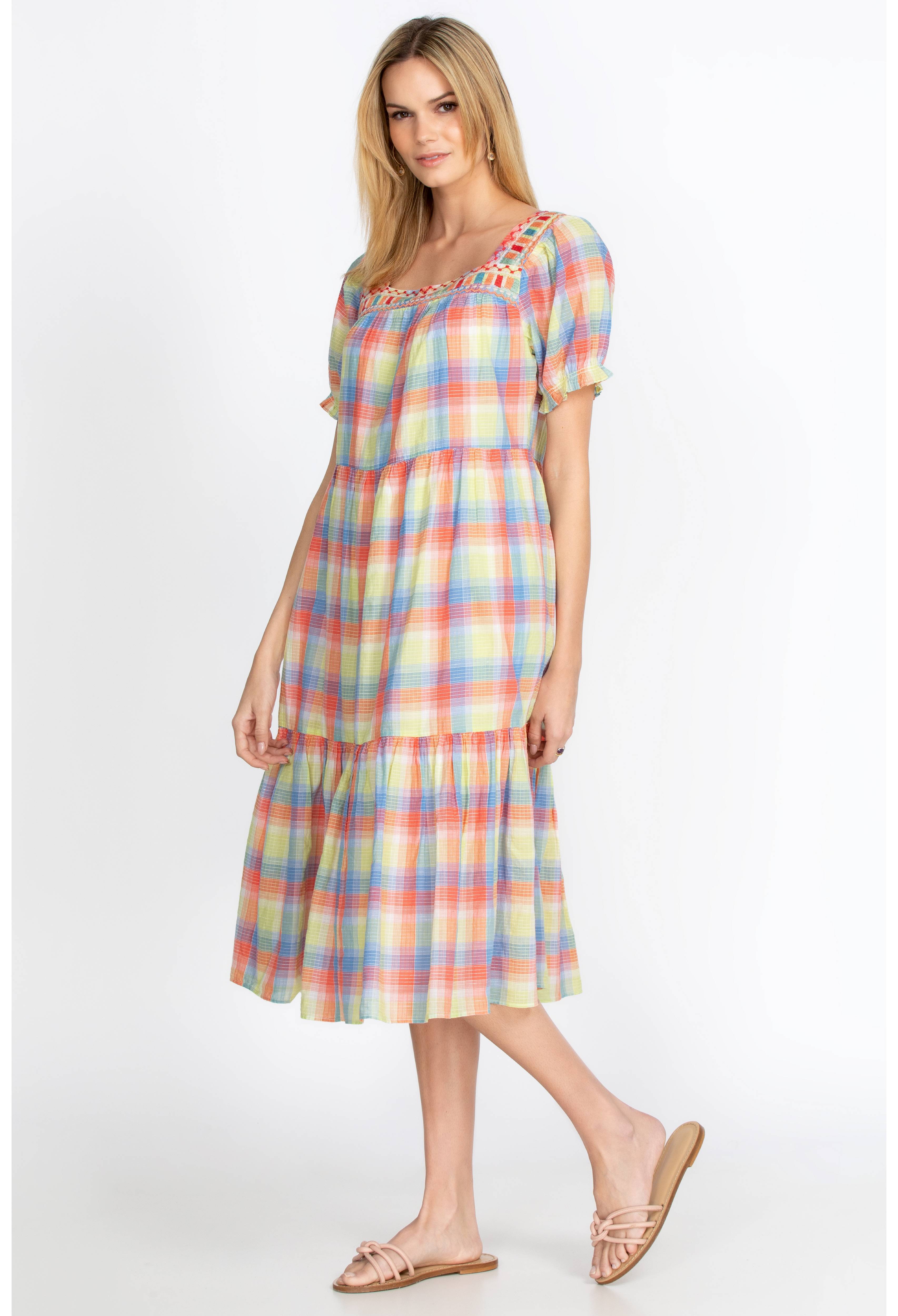 Delacey Plaid Square Neck Midi Dress, , large image number 2