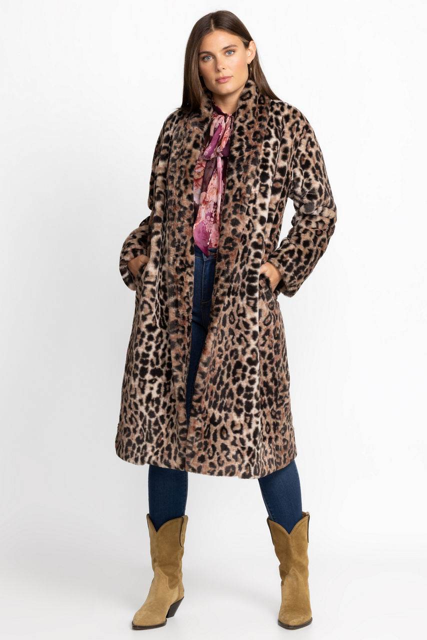 Leopard Long Faux Fur Jacket