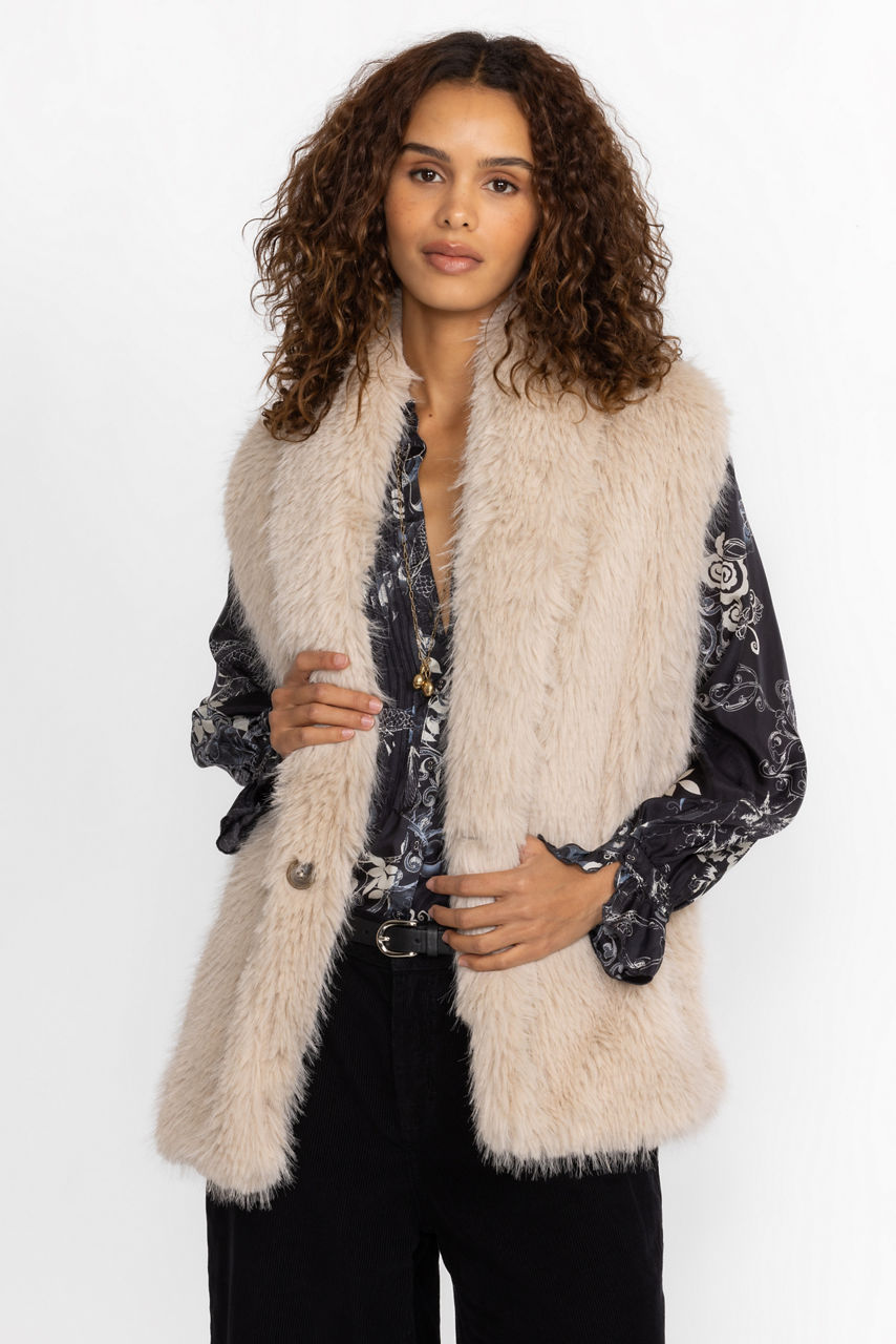 Mid-Length Brown Faux Fur Vest